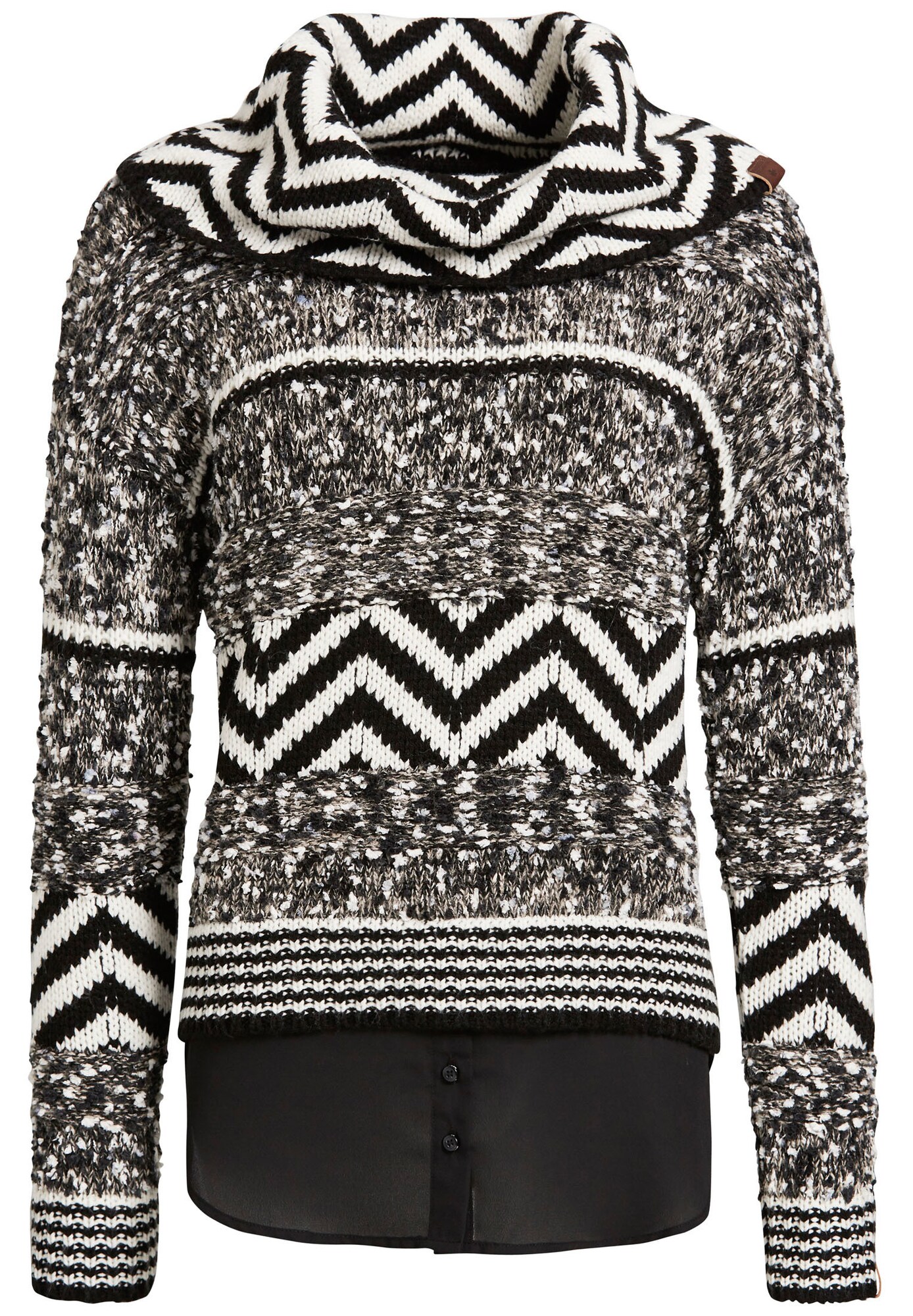 Khujo Dames Trui Suma Grijs Zwart Wit khujo kopen in de aanbieding