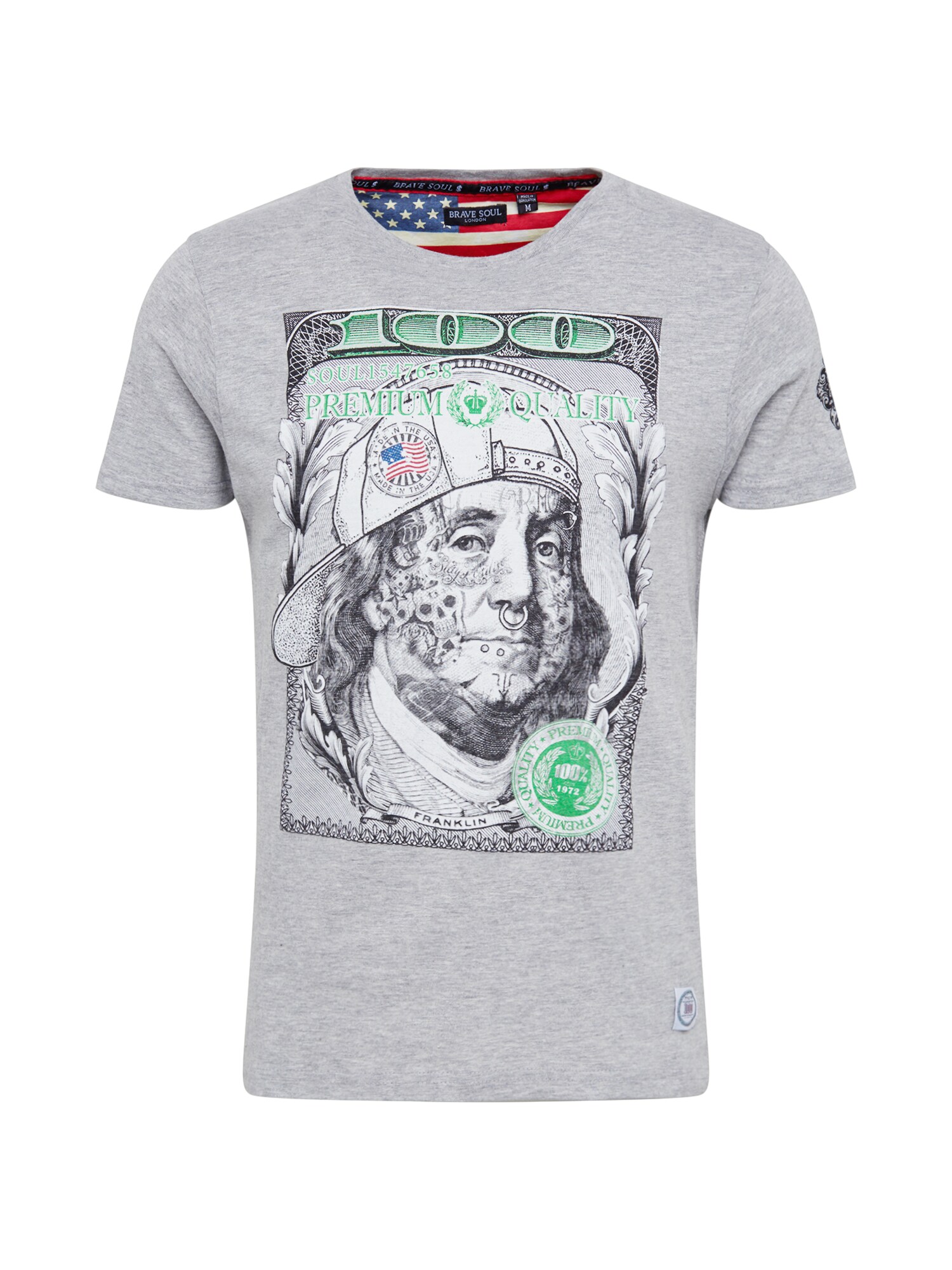 BRAVE SOUL T-Shirt  ''''MTS-149FRANKLIN'''' grün / grau