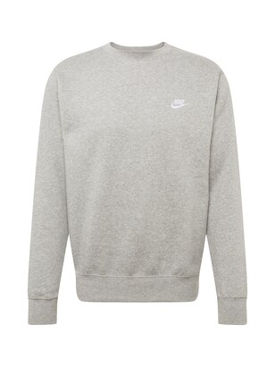 Nike Sportswear Sweatshirt ‘Club Fleece’ Lichtgrijs / Wit