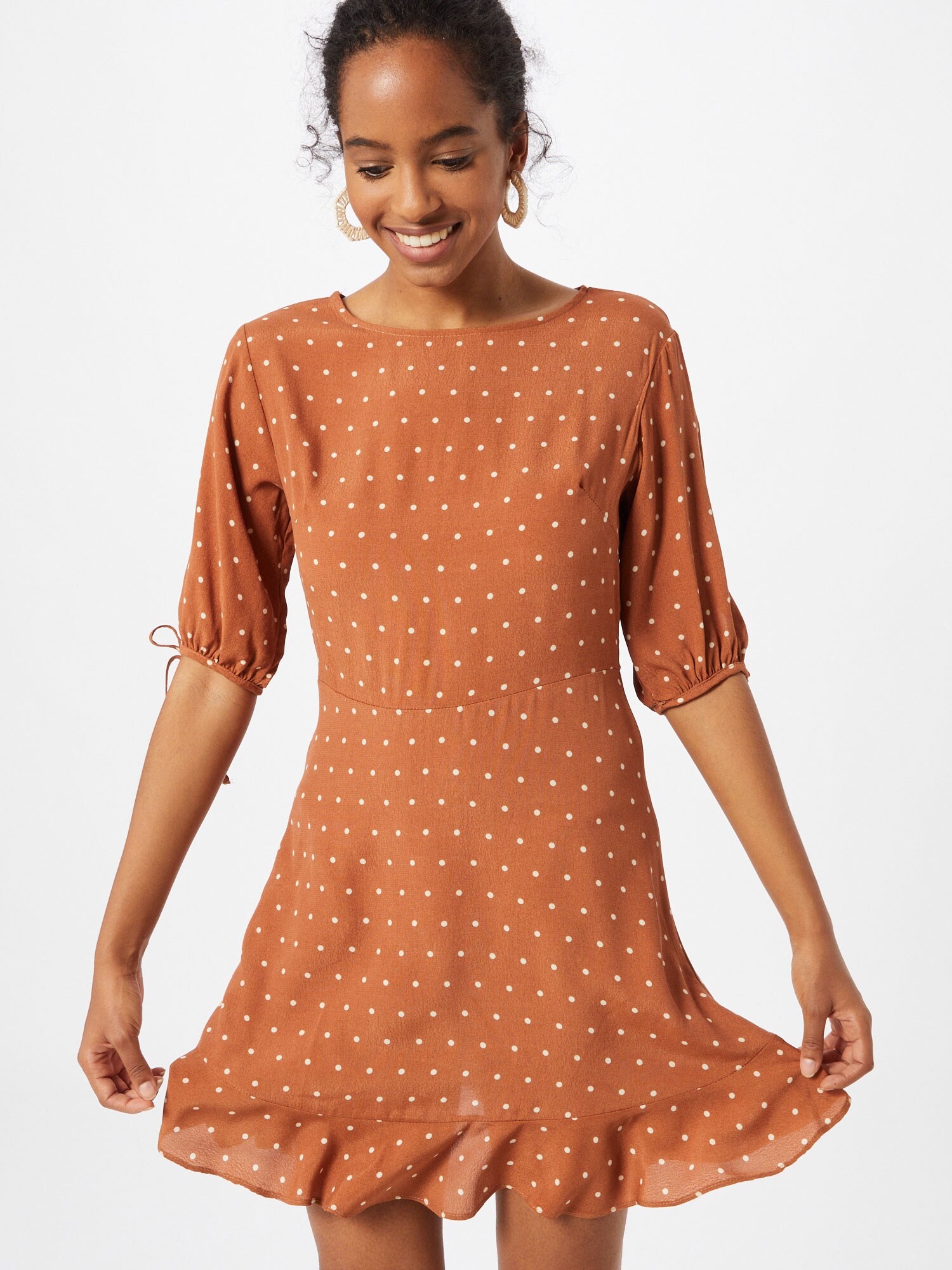 Cotton On Suknelė 'Woven Lucie Mini'  ruda / balta