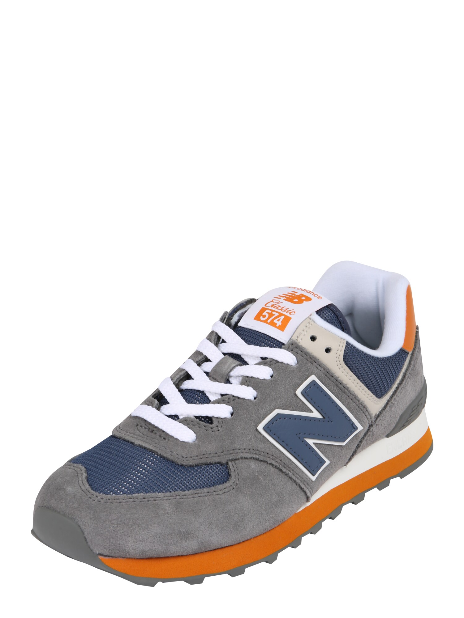 New Balance Heren Sneakers Laag Ml574 Camel Donkergrijs new balance kopen in de aanbieding