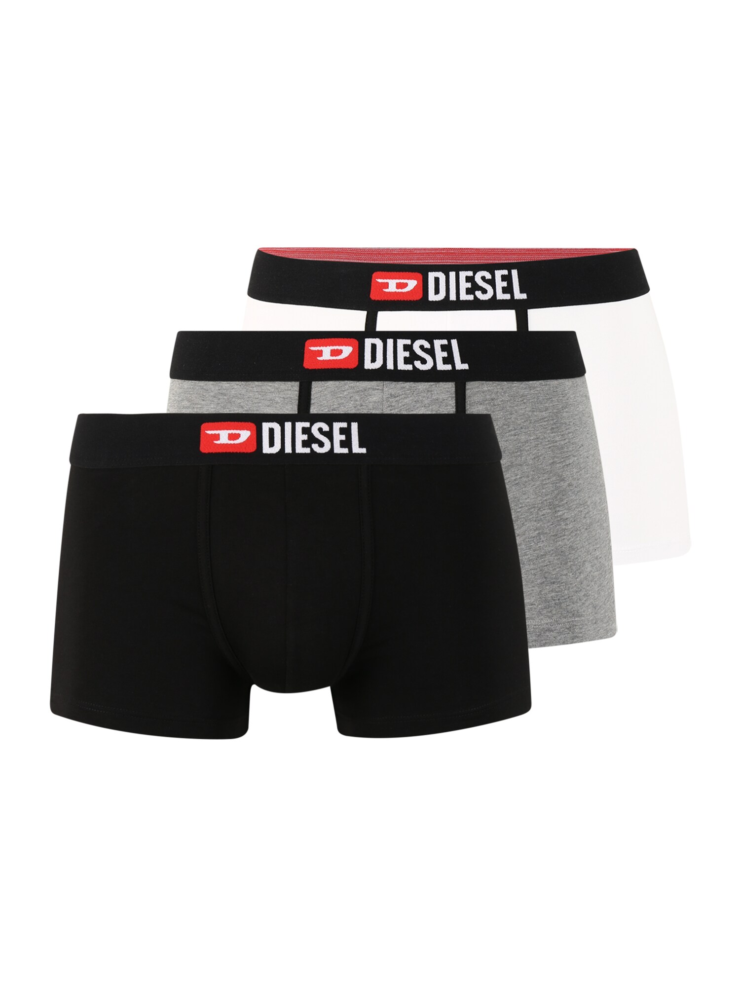 DIESEL Boxer trumpikės 'UMBX-DAMIENTHREEPACK Boxer 3pack'  pilka / juoda / balta