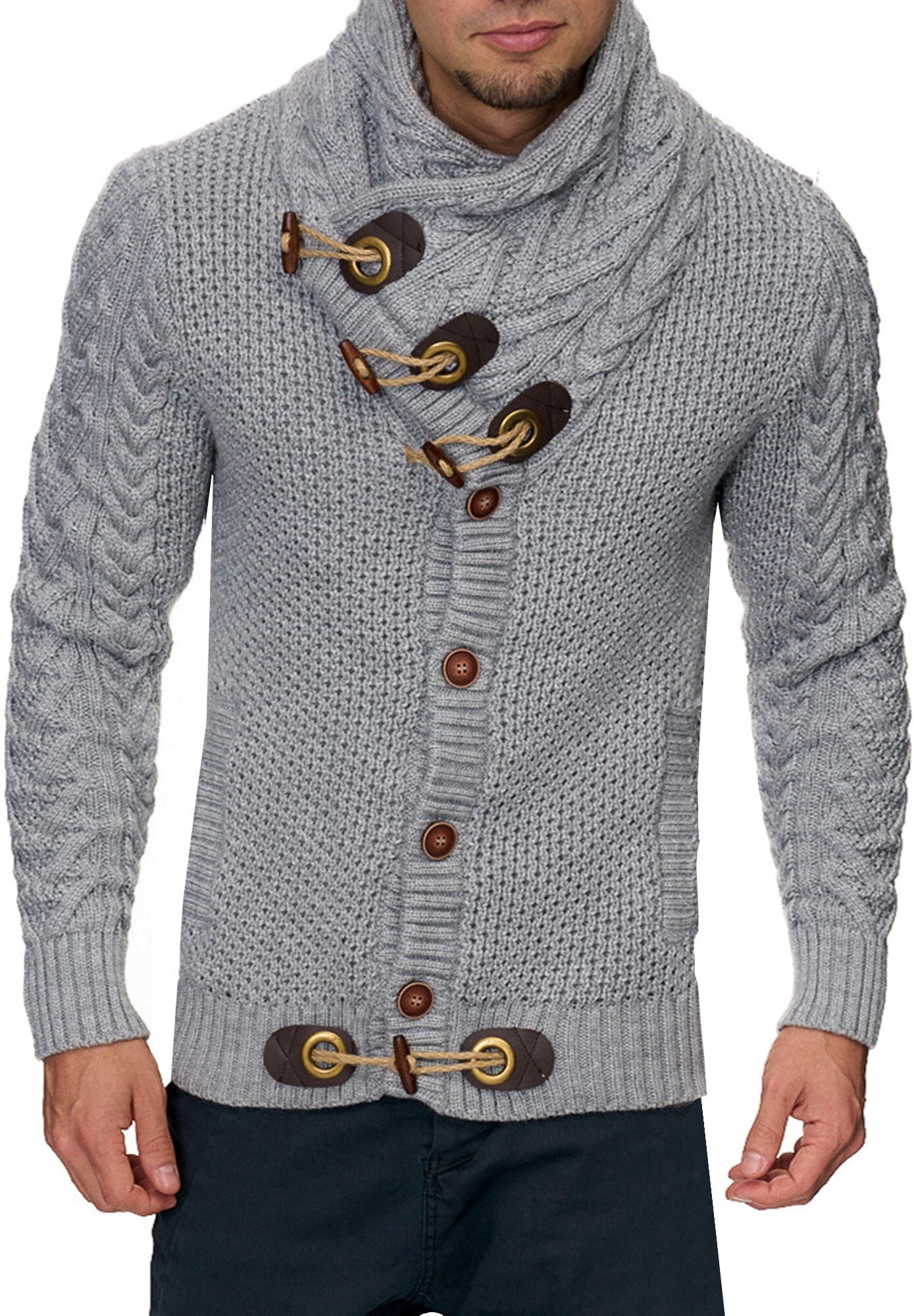 INDICODE JEANS Strickjacke ''''Fort Worth'''' grau