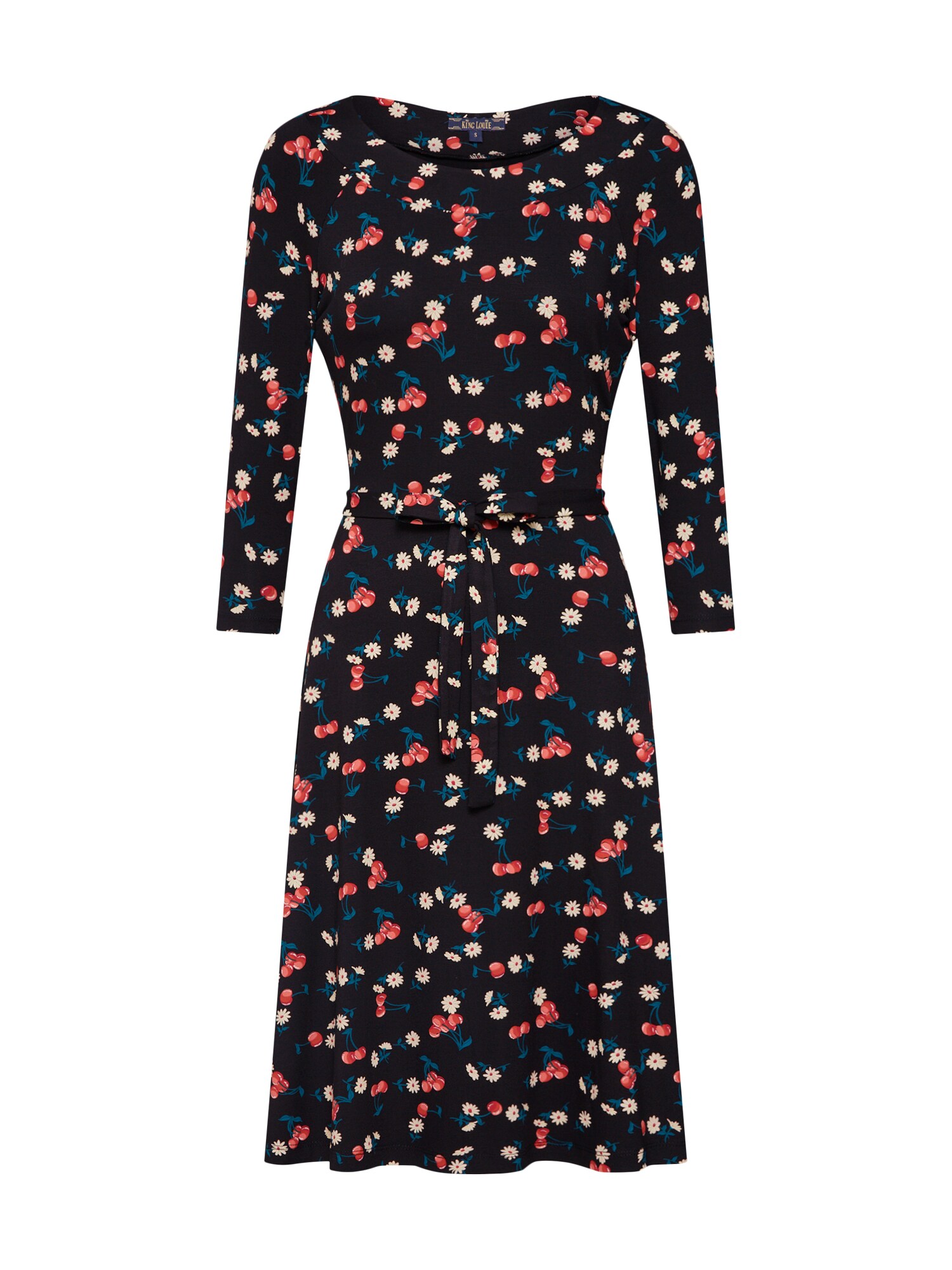 King Louie Dames Jurk Cherry Pie Rood Zwart Wit king louie kopen in de aanbieding