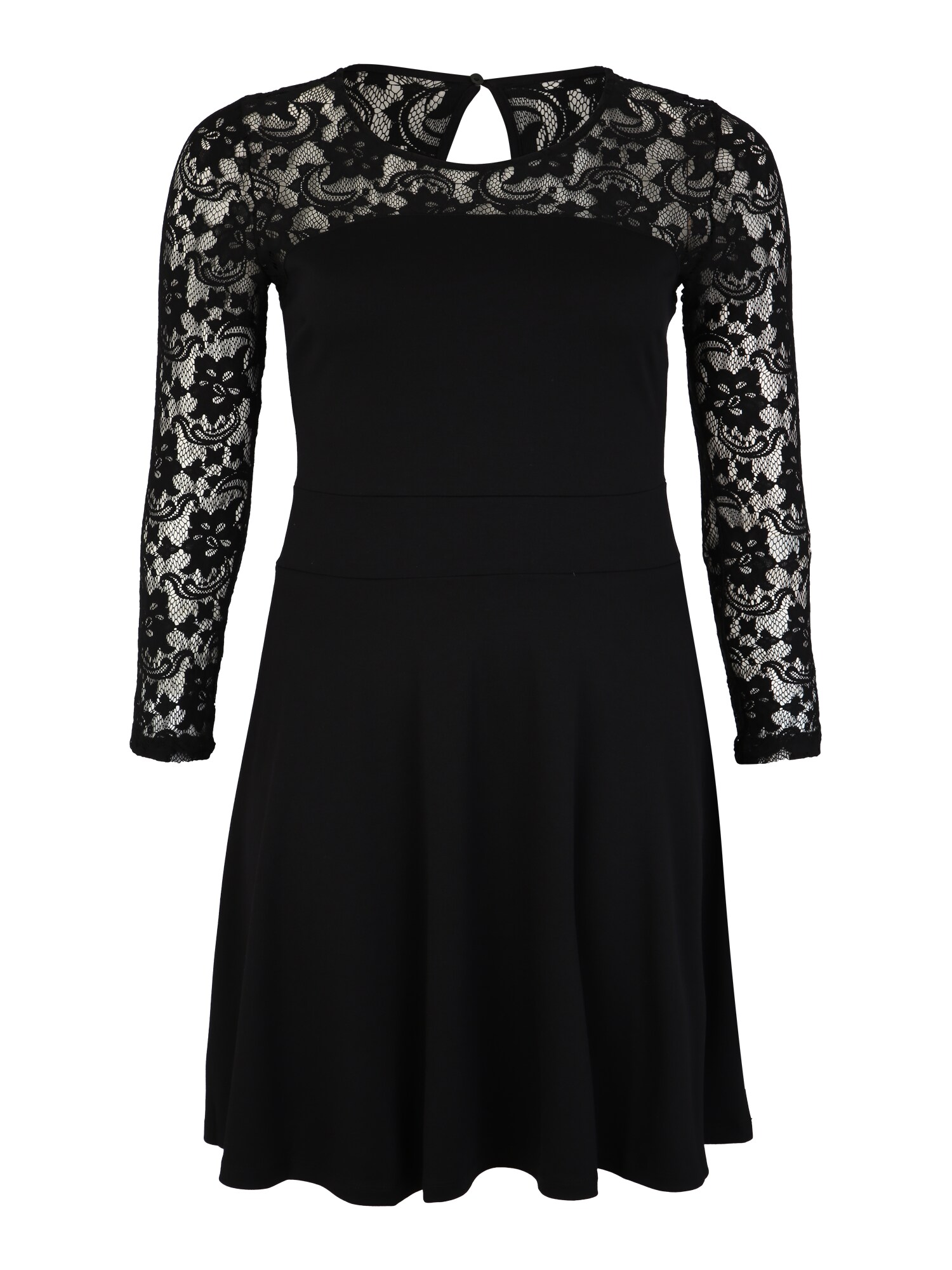 Anna Field Curvy Dames Cocktailjurk Jersey Dress With Lace Longsleeves Zwart anna field curvy kopen in de aanbieding