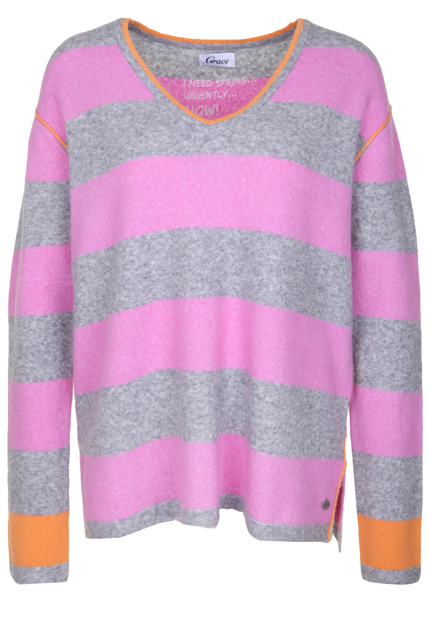 Grace Dames Trui Grijs Lichtoranje Pink grace kopen in de aanbieding