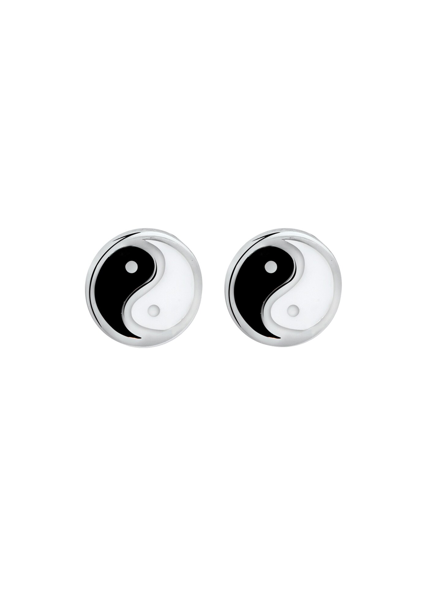 Elli Oorbellen 'Yin Und Yang' Zwart / Zilver / Wit