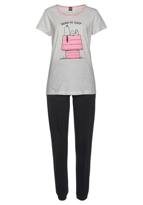 PEANUTS Pijama  gris / rosa / negro