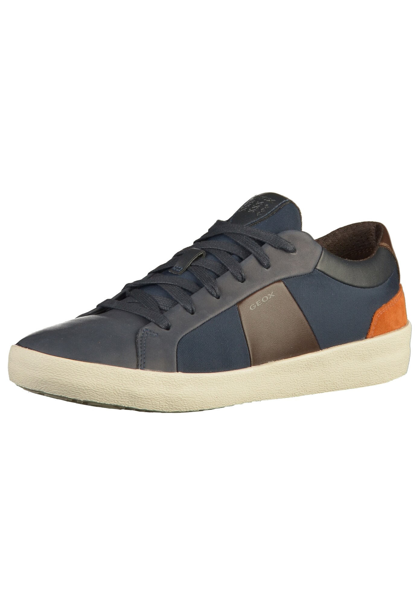 Geox Heren Sneakers Laag Navy Bruin Sinaasappel geox kopen in de aanbieding