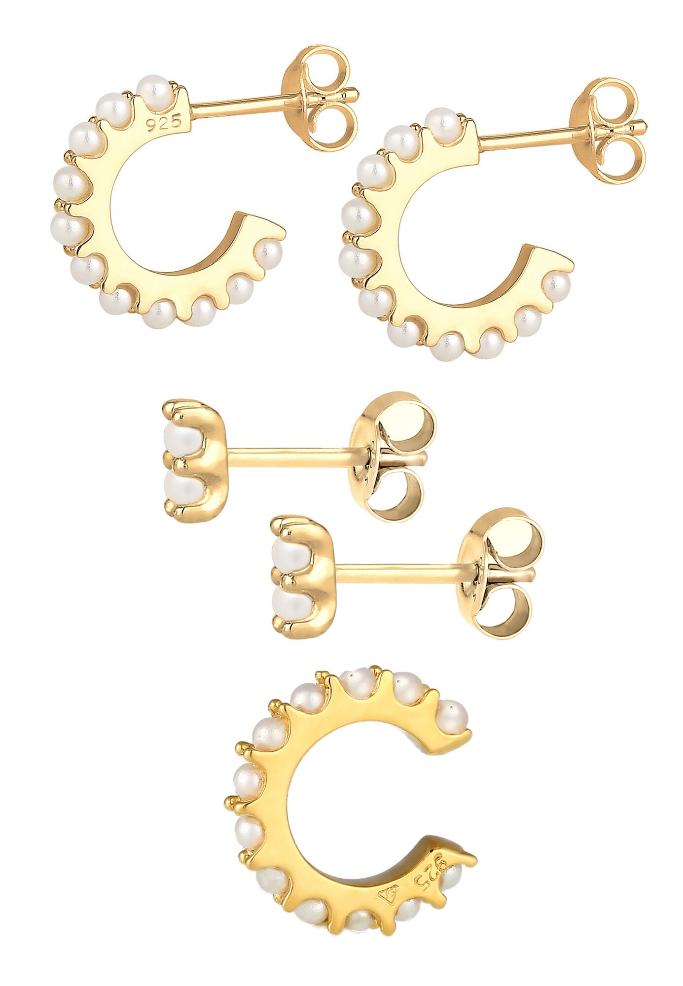 Thumbnail - ELLI Ohrringe Set Creole, Earcuff, Perlenohrstecker