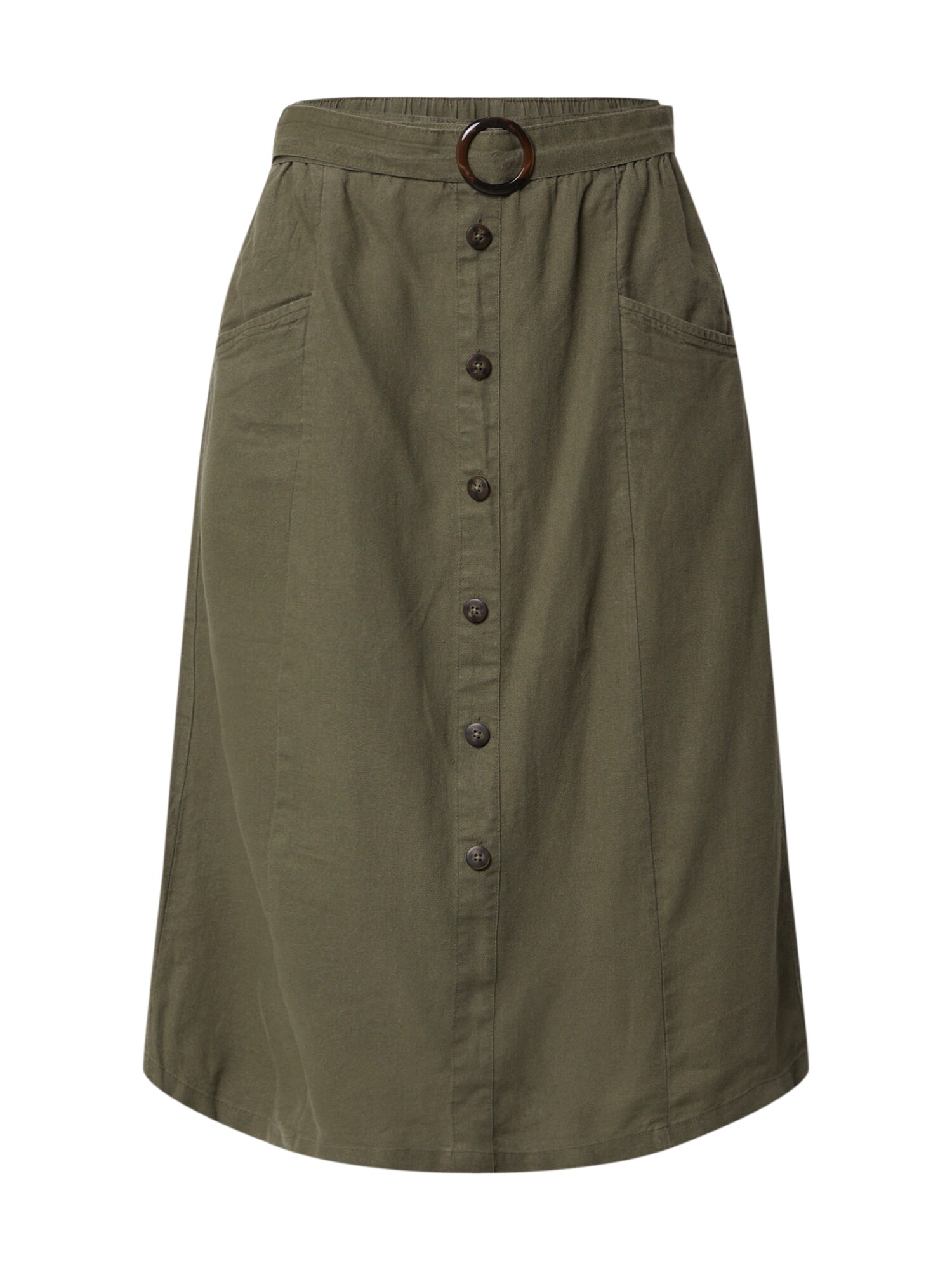 ONLY Sijonas 'ONLBECCA BELTED MIDI SKIRT WVN'  rusvai žalia