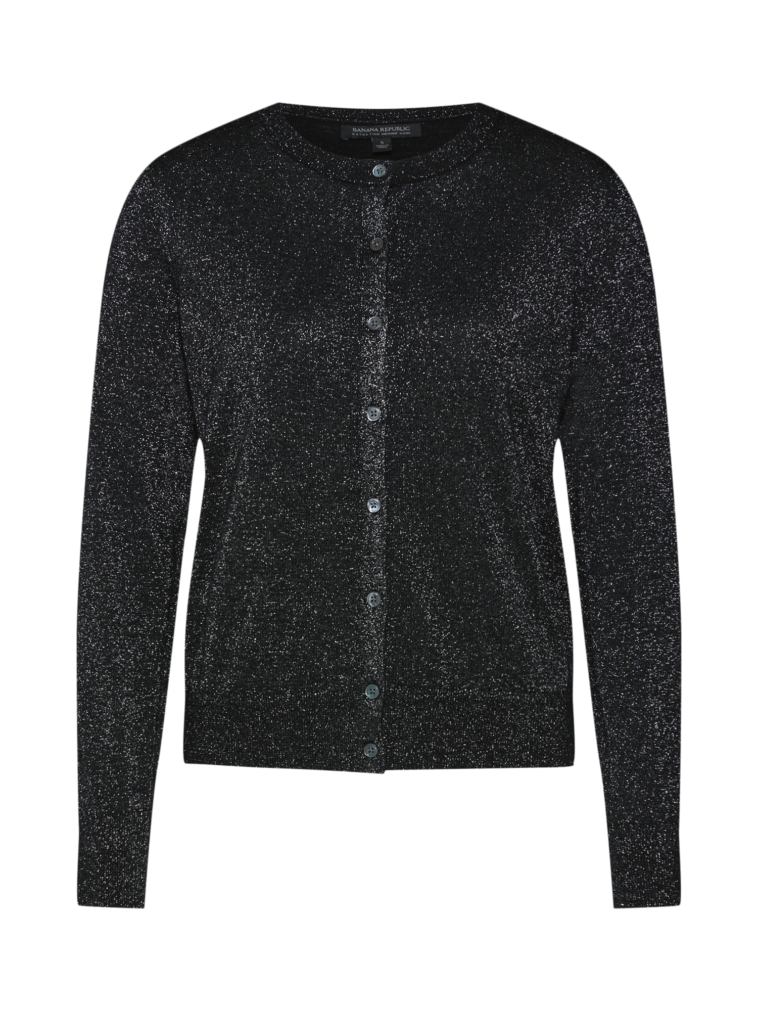Banana Republic Dames Gebreid Vest Merino Crew Cardigan Lurex Shine Antraciet banana republic kopen in de aanbieding