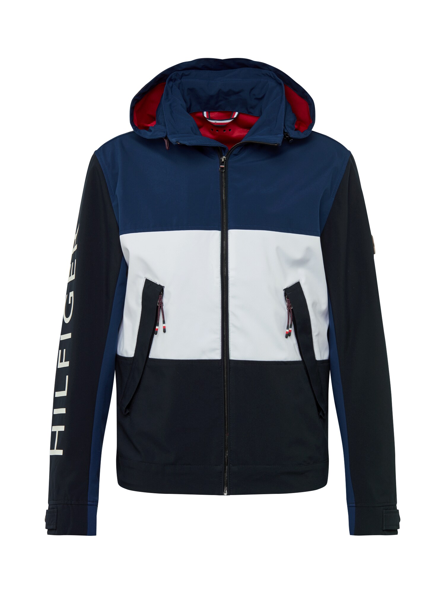 TOMMY HILFIGER Demisezoninė striukė 'Flex'  raudona / nakties mėlyna / balkšva / tamsiai mėlyna