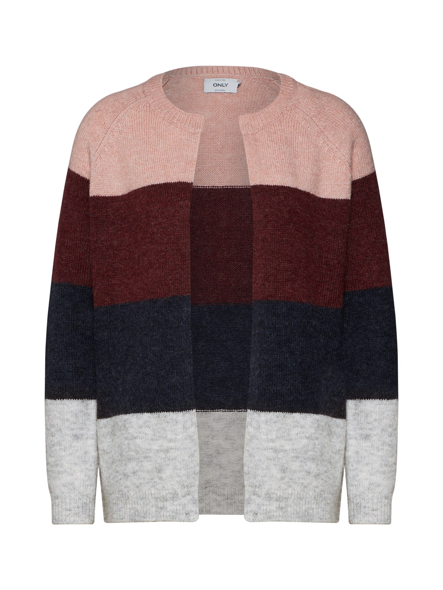 Only Dames Gebreid Vest Grijs Grafiet Rosa Wijnrood only kopen in de aanbieding