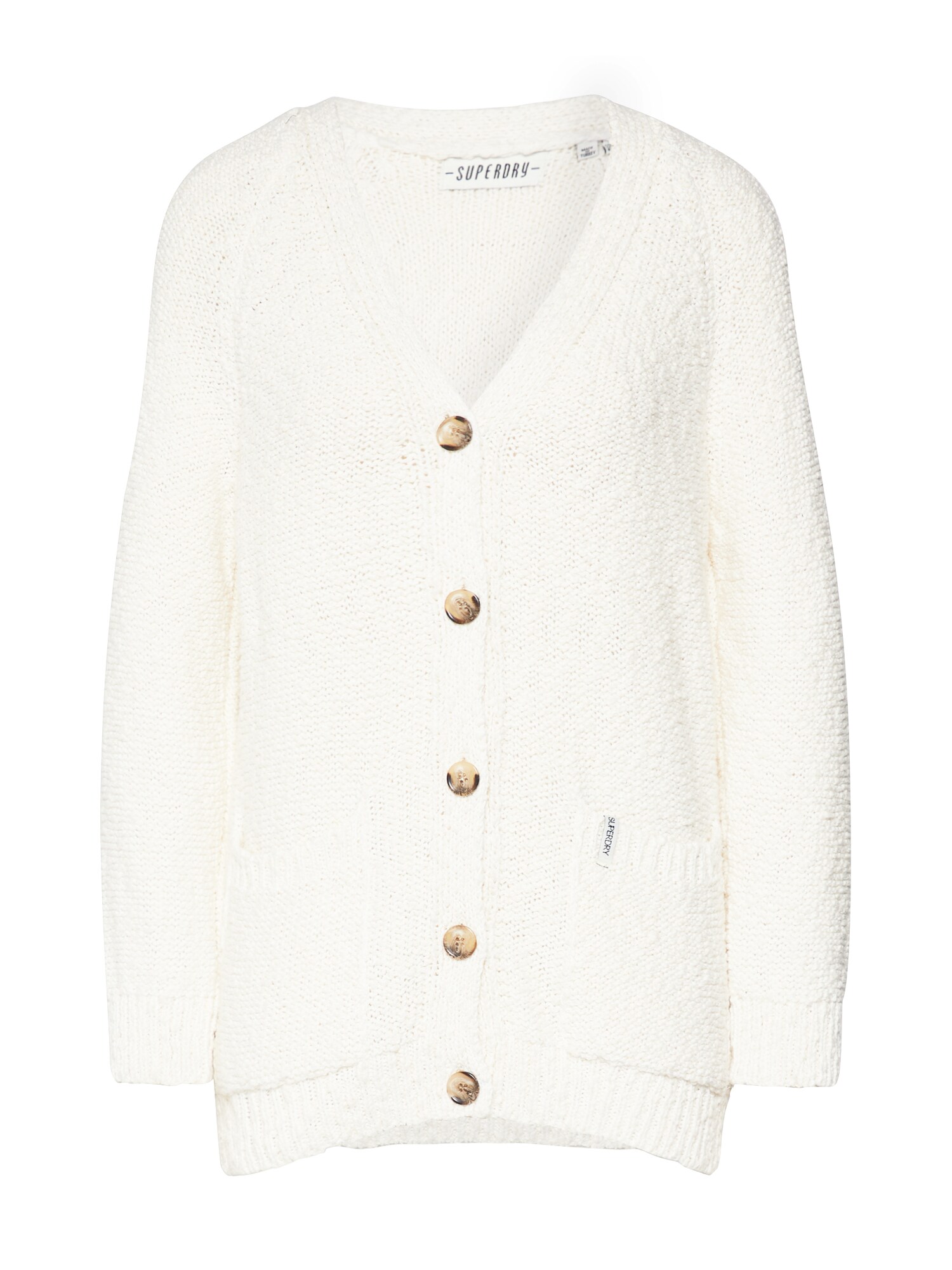 Superdry Kardiganas 'SLUB YARN BOYFRIEND CARDIGAN'  nebalintos drobės spalva