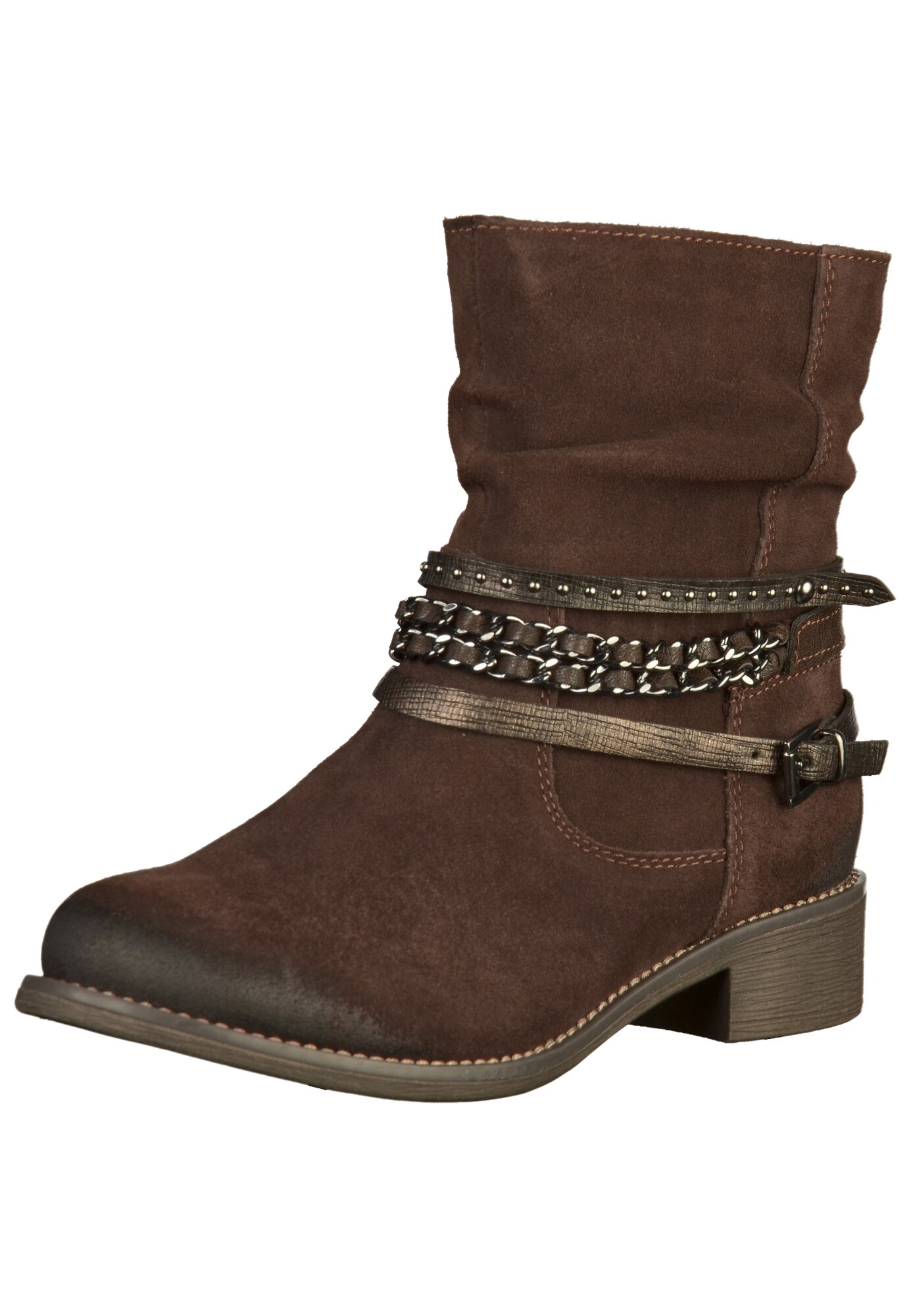 Marco Tozzi Dames Enkellaarsjes Mokka marco tozzi kopen in de aanbieding