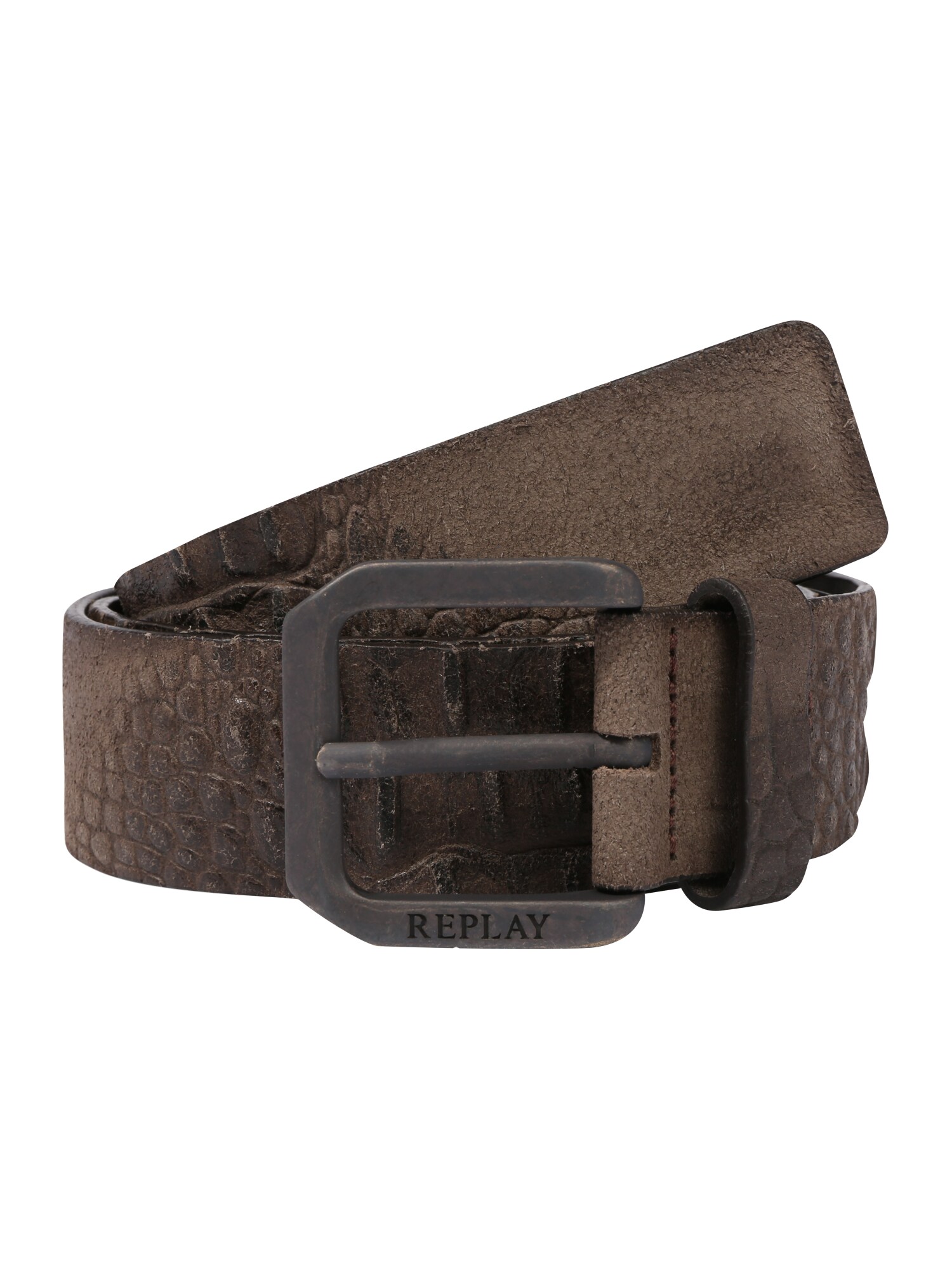 REPLAY Diržas 'Leather Belt'  ruda / žalia