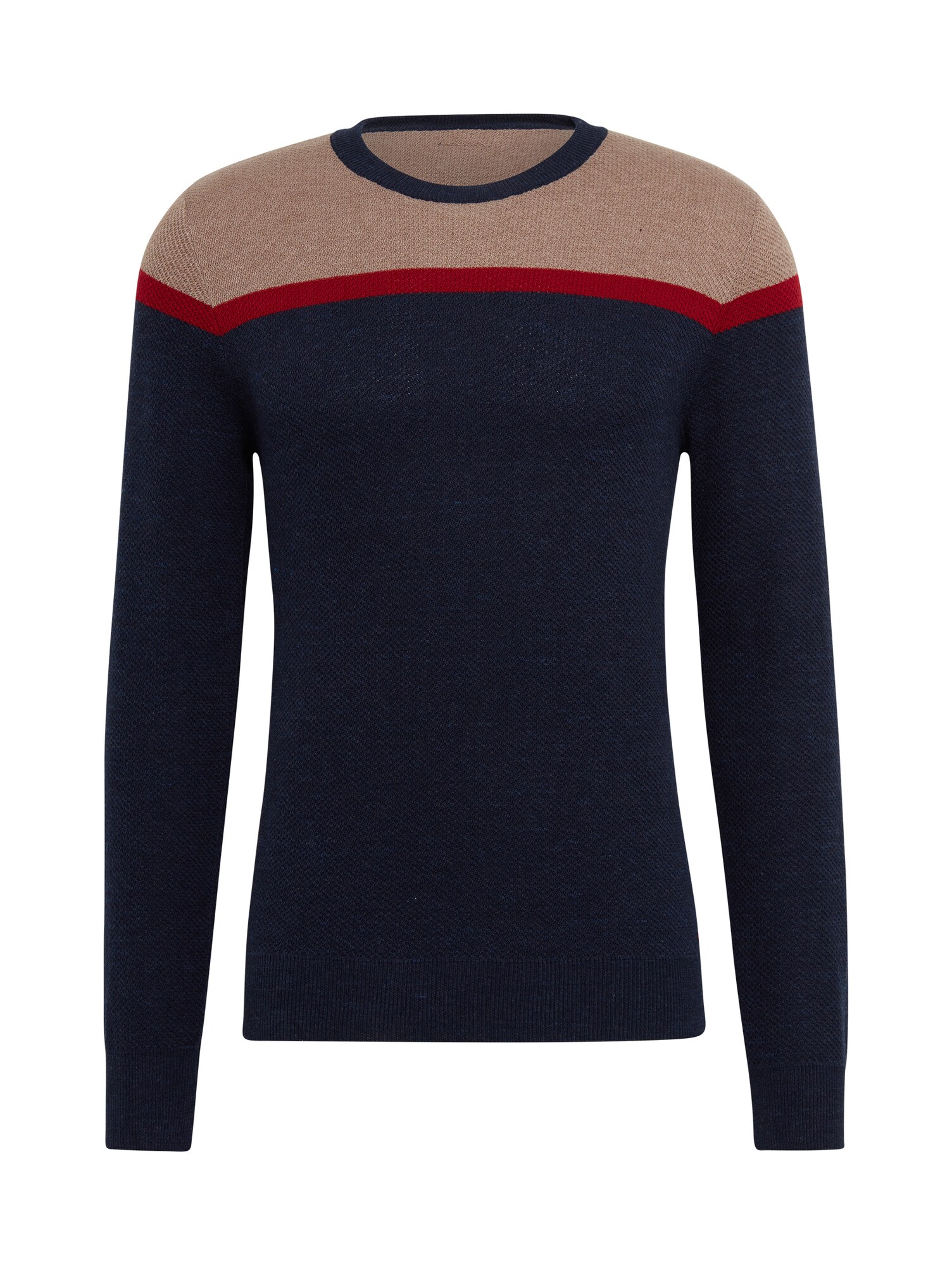 TOM TAILOR Pullover dunkelbeige / navy / rot