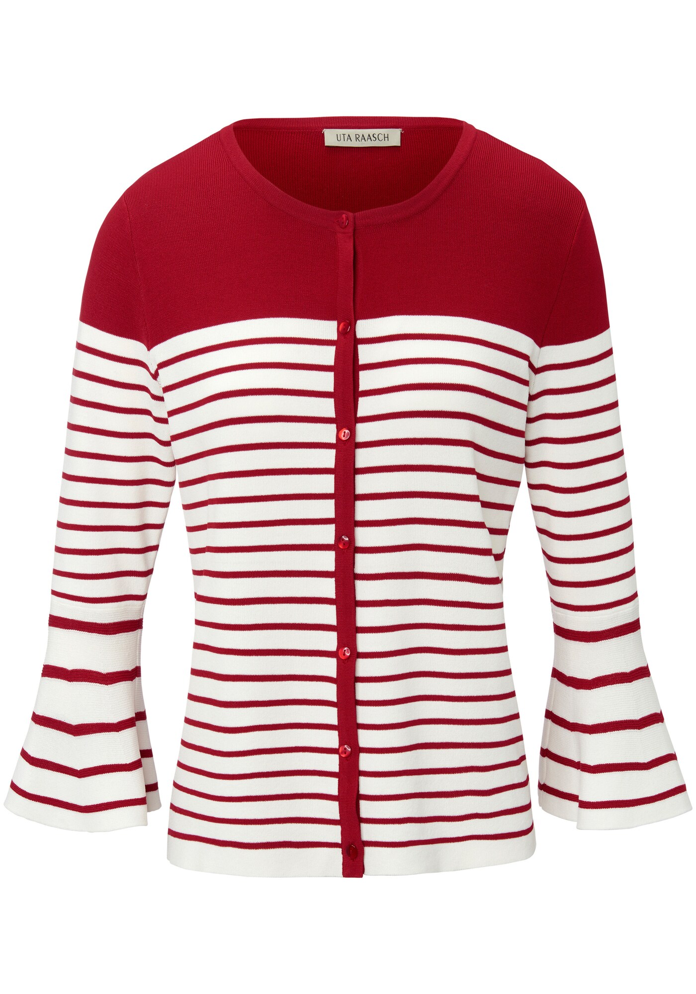 Uta Raasch Dames Gebreid Vest Rood Offwhite uta raasch kopen in de aanbieding