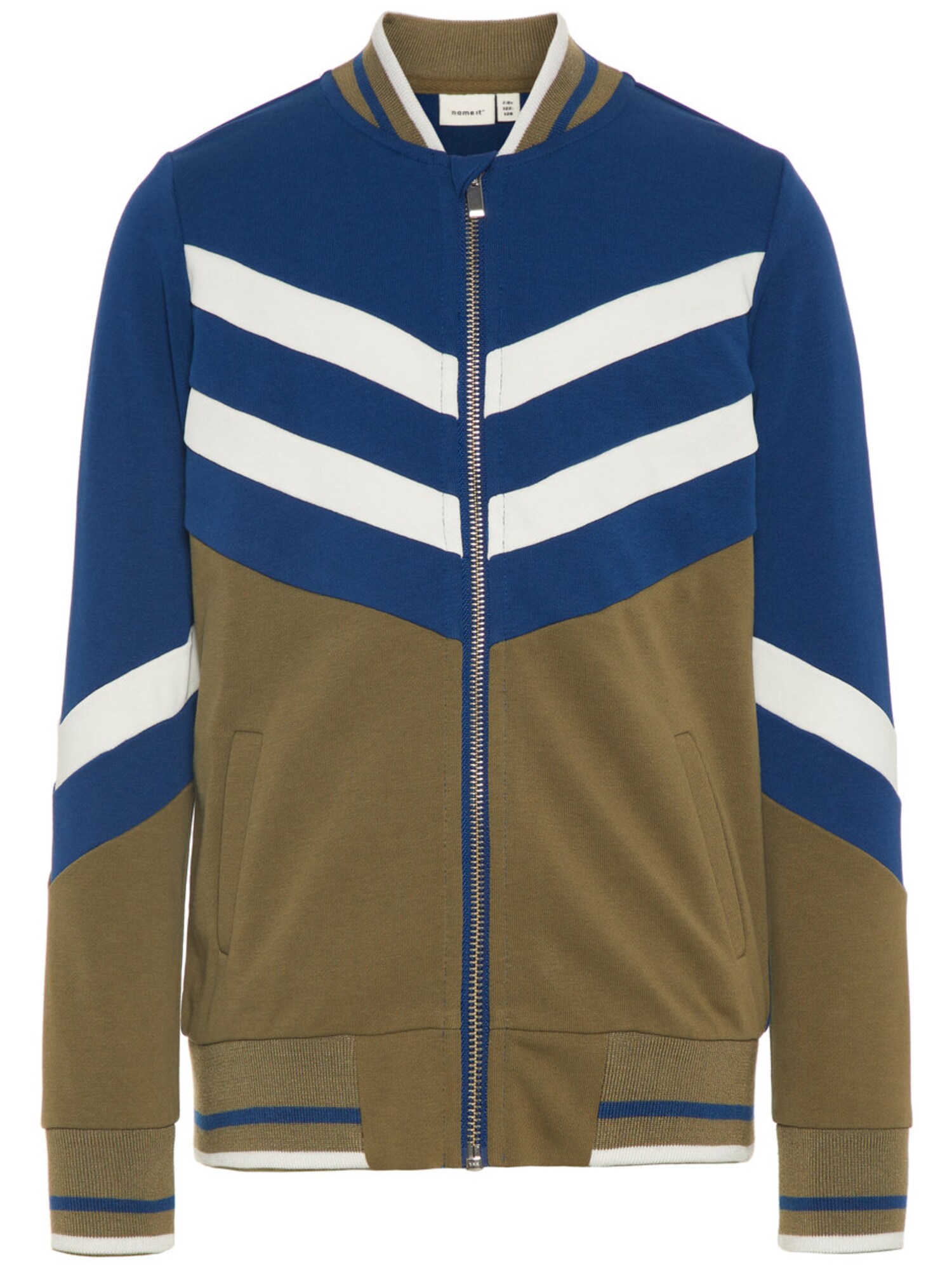 Name It Jongens Sweatvest Blauw Brokaat Wit name it kopen in de aanbieding