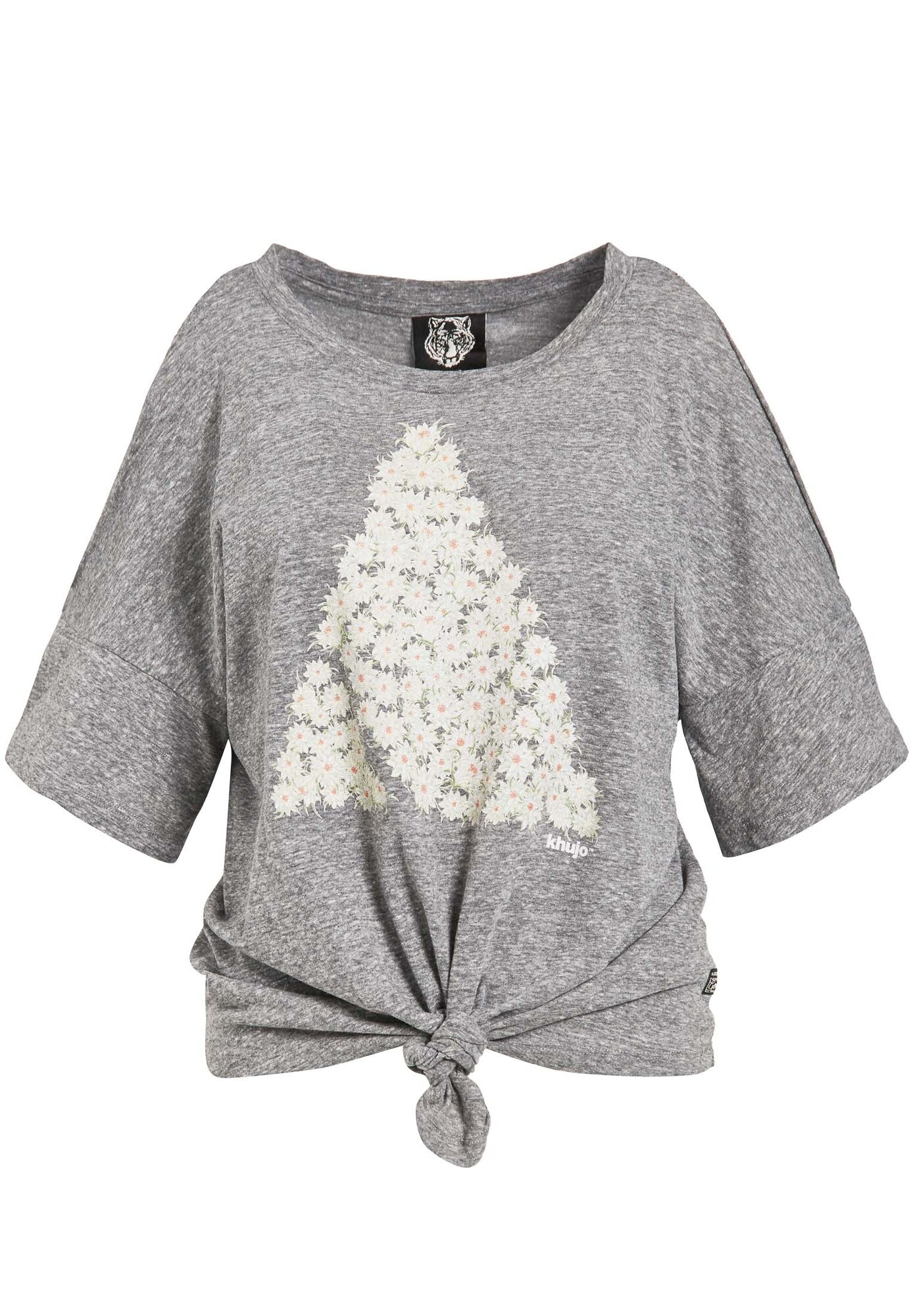 Khujo Dames Shirt Lakshmi Pyramid Grijs Wit khujo kopen in de aanbieding