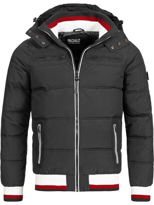 INDICODE JEANS Winterjas ‘Marlon’ Kersrood / Zwart / Natuurwit