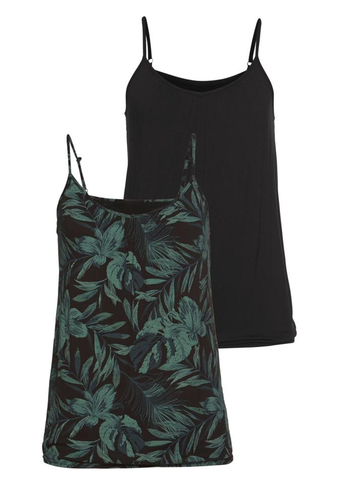 LASCANA Top  verde smarald / negru