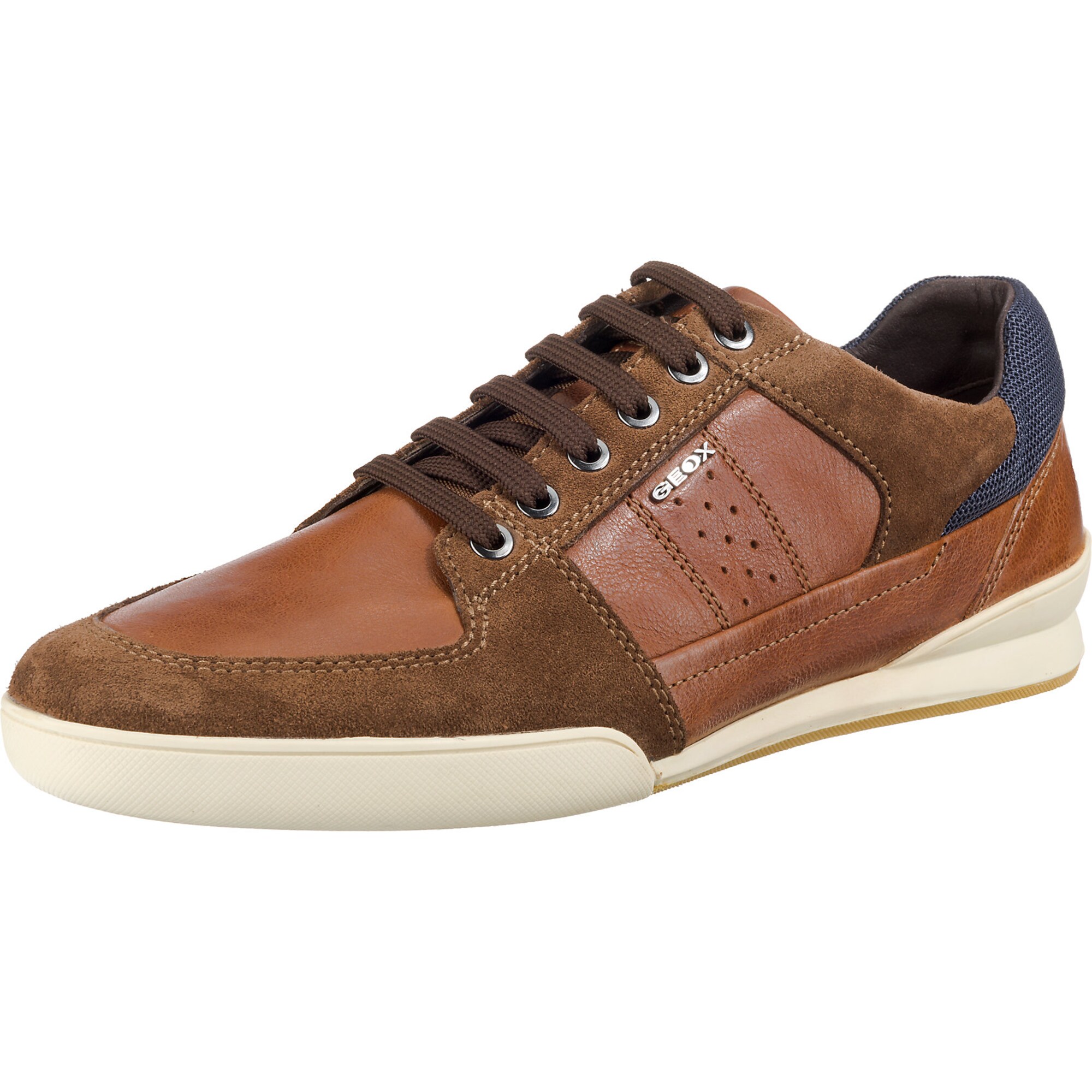Geox Heren Sneakers Laag Navy Bruin Roestbruin geox kopen in de aanbieding