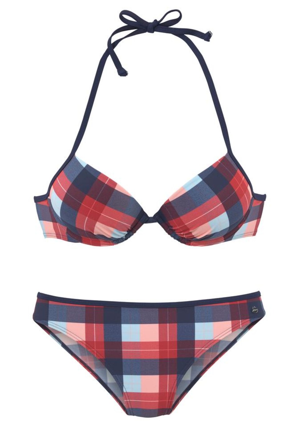 Bikini marinblå / ljusblå / cranberry