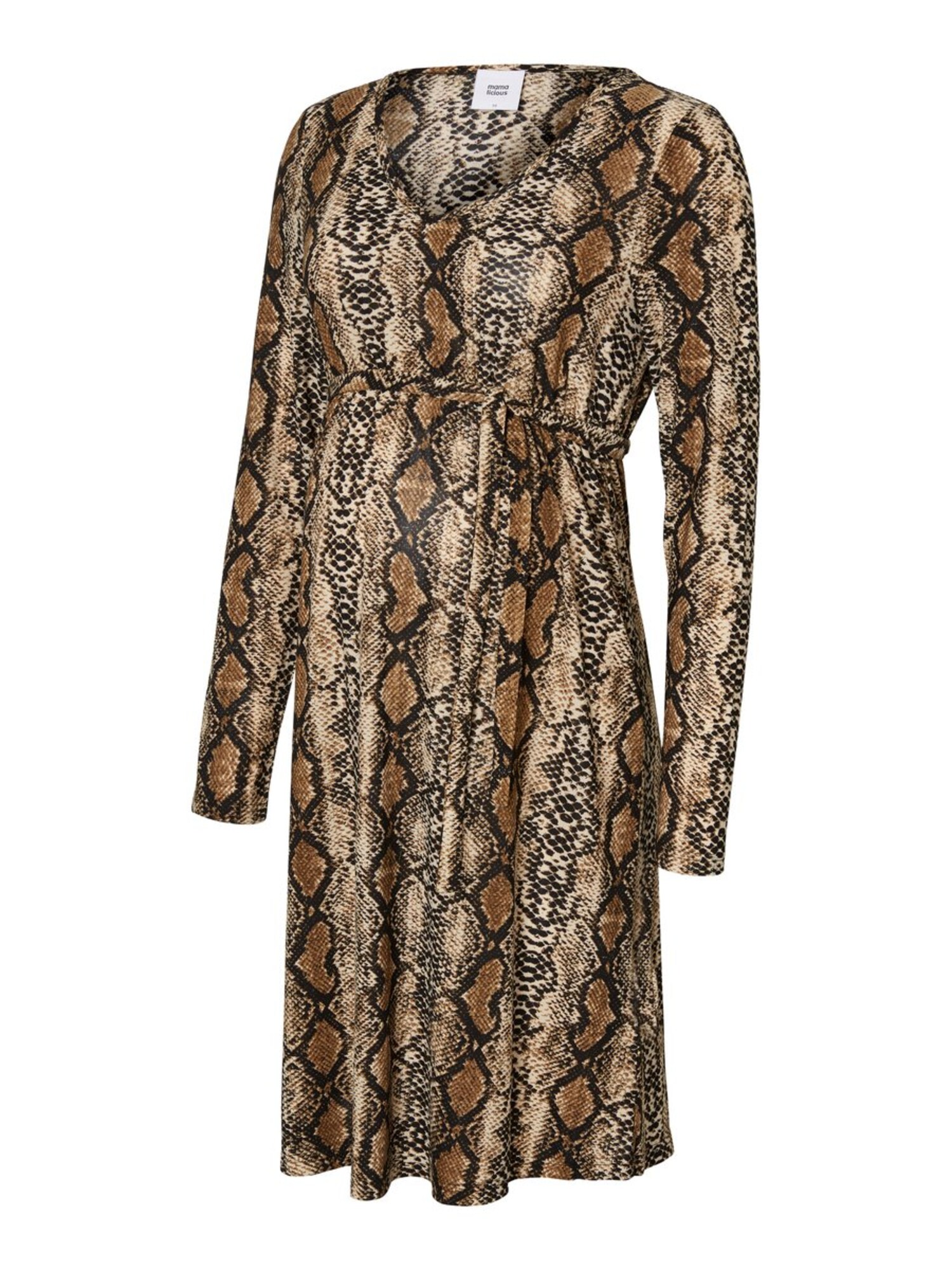Mamalicious Dames Jurk Bruin Lichtbruin Zwart mamalicious kopen in de aanbieding