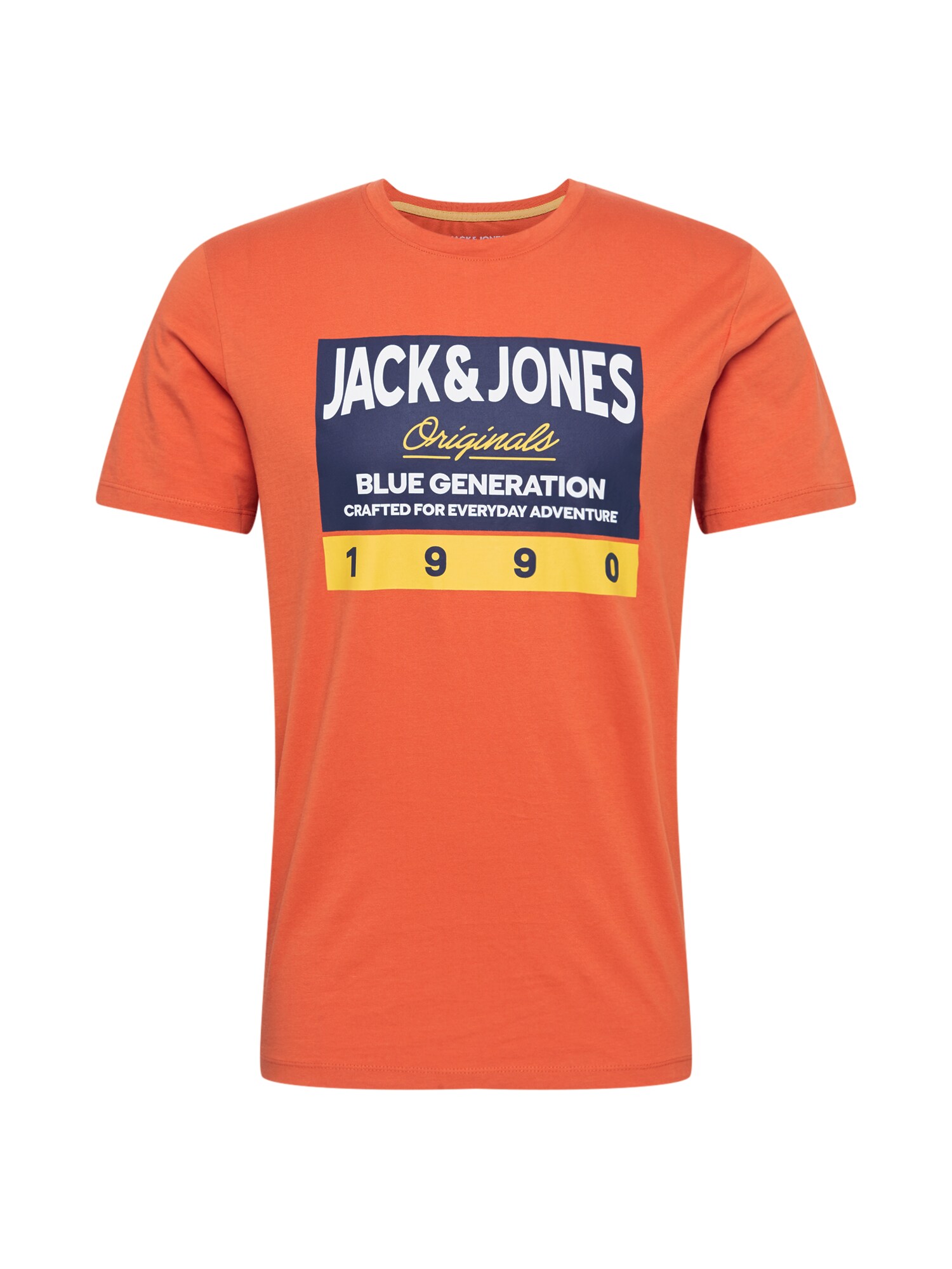 JACK & JONES Marškinėliai 'Tonni'  tamsiai mėlyna / geltona / ruda (konjako) / balta