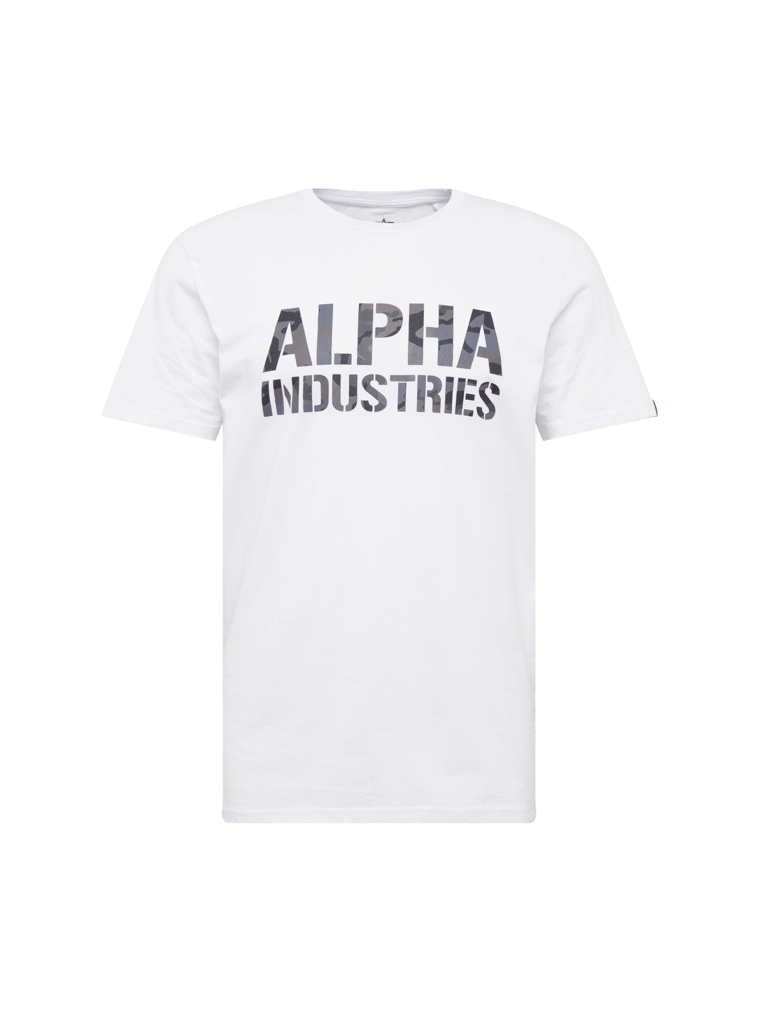 ALPHA INDUSTRIES Marškinėliai 'Camo Print'  balta / juoda