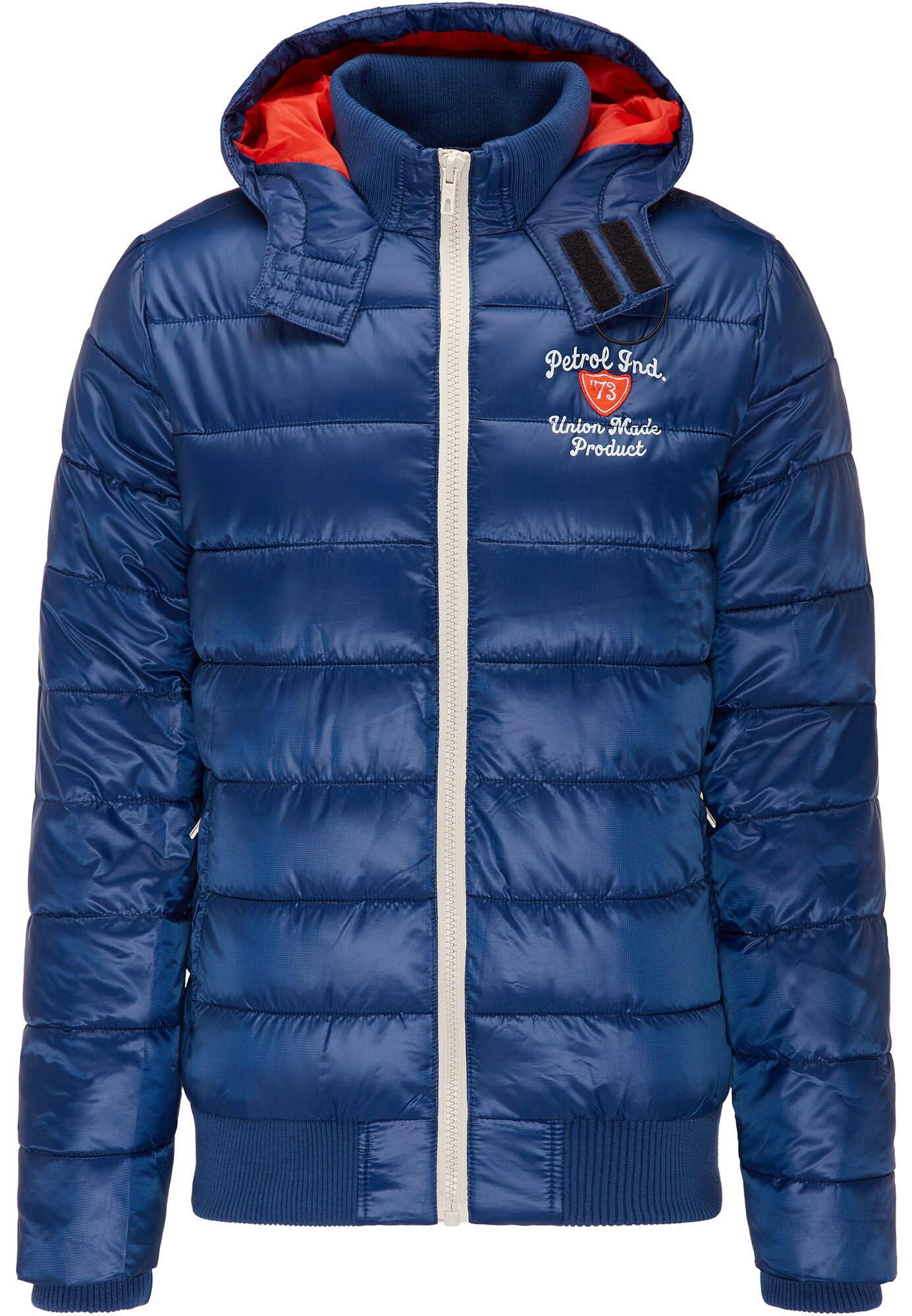 Petrol Industries Heren Winterjas Blauw Gemeleerd Vuurrood Wit petrol industries kopen in de aanbieding