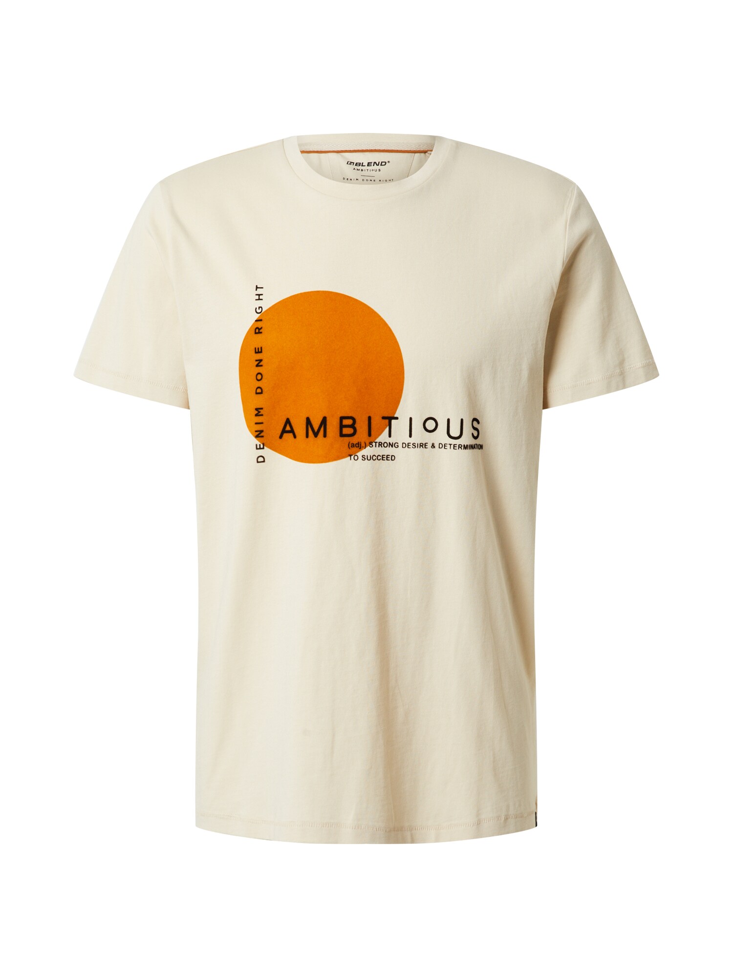 BLEND Marškinėliai 'Tee Ambitious'  balta / oranžinė / juoda