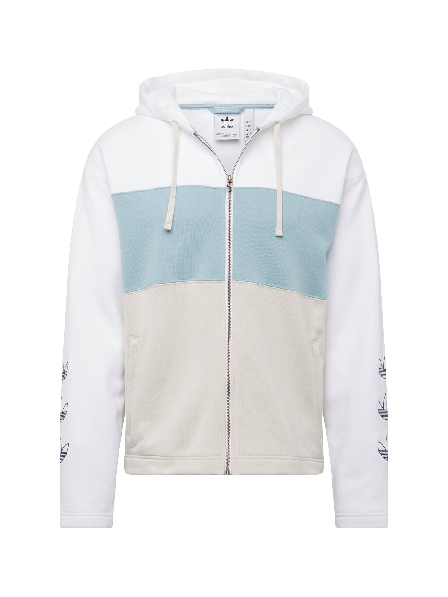 Adidas Originals Heren Sweatvest Full Zip Hoody Lichtblauw Wit adidas originals kopen in de aanbieding