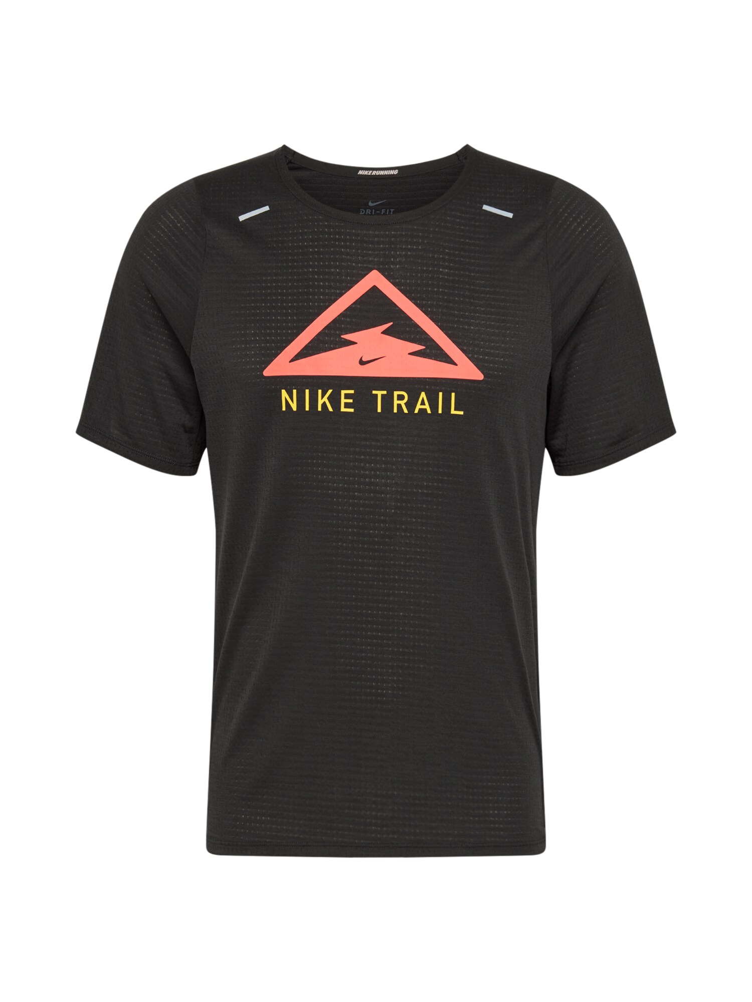NIKE Sportiniai marškinėliai 'Running Top'  juoda / raudona / geltona