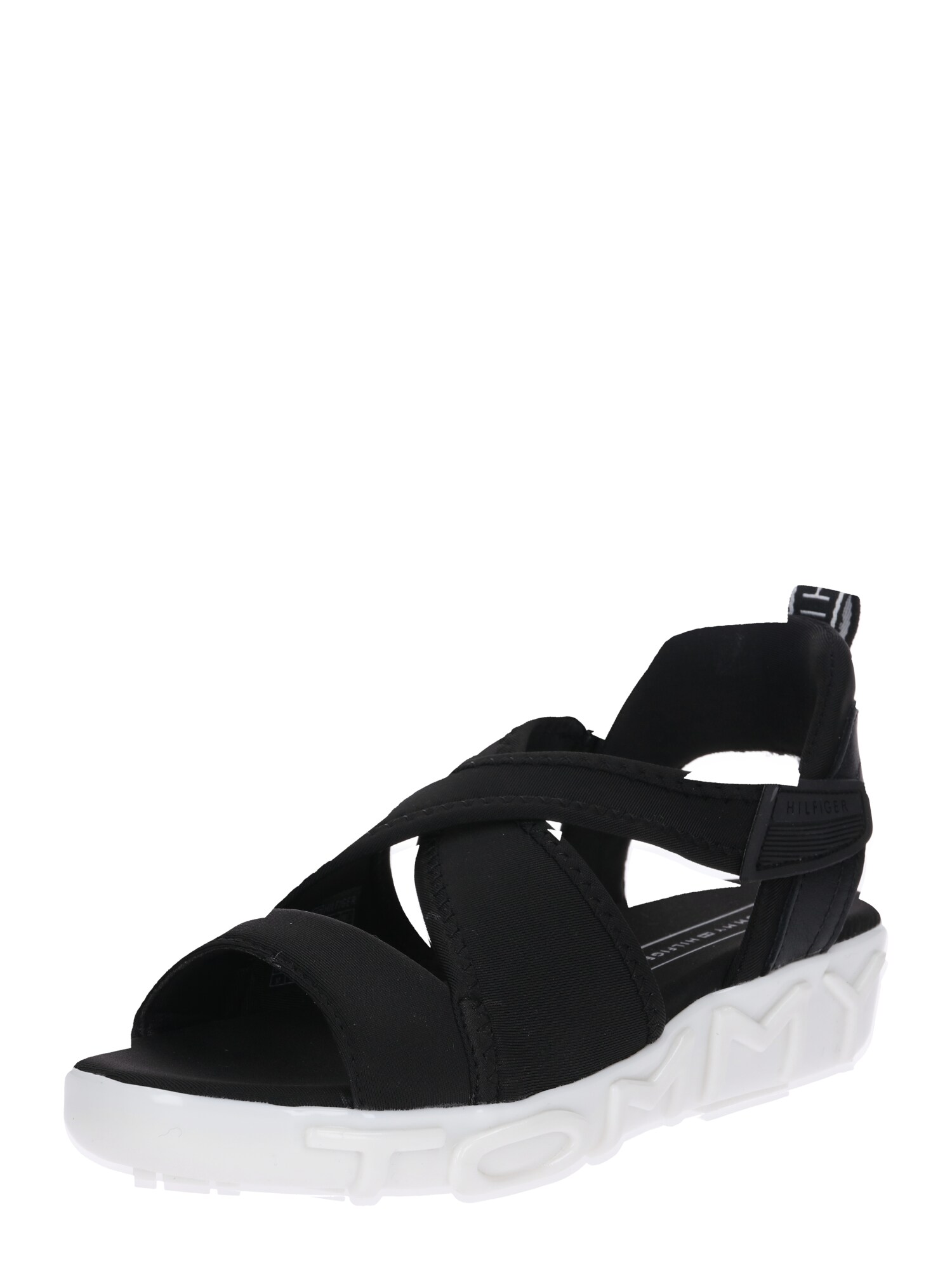 Tommy Hilfiger Dames Sandaal Zwart Wit tommy hilfiger kopen in de aanbieding