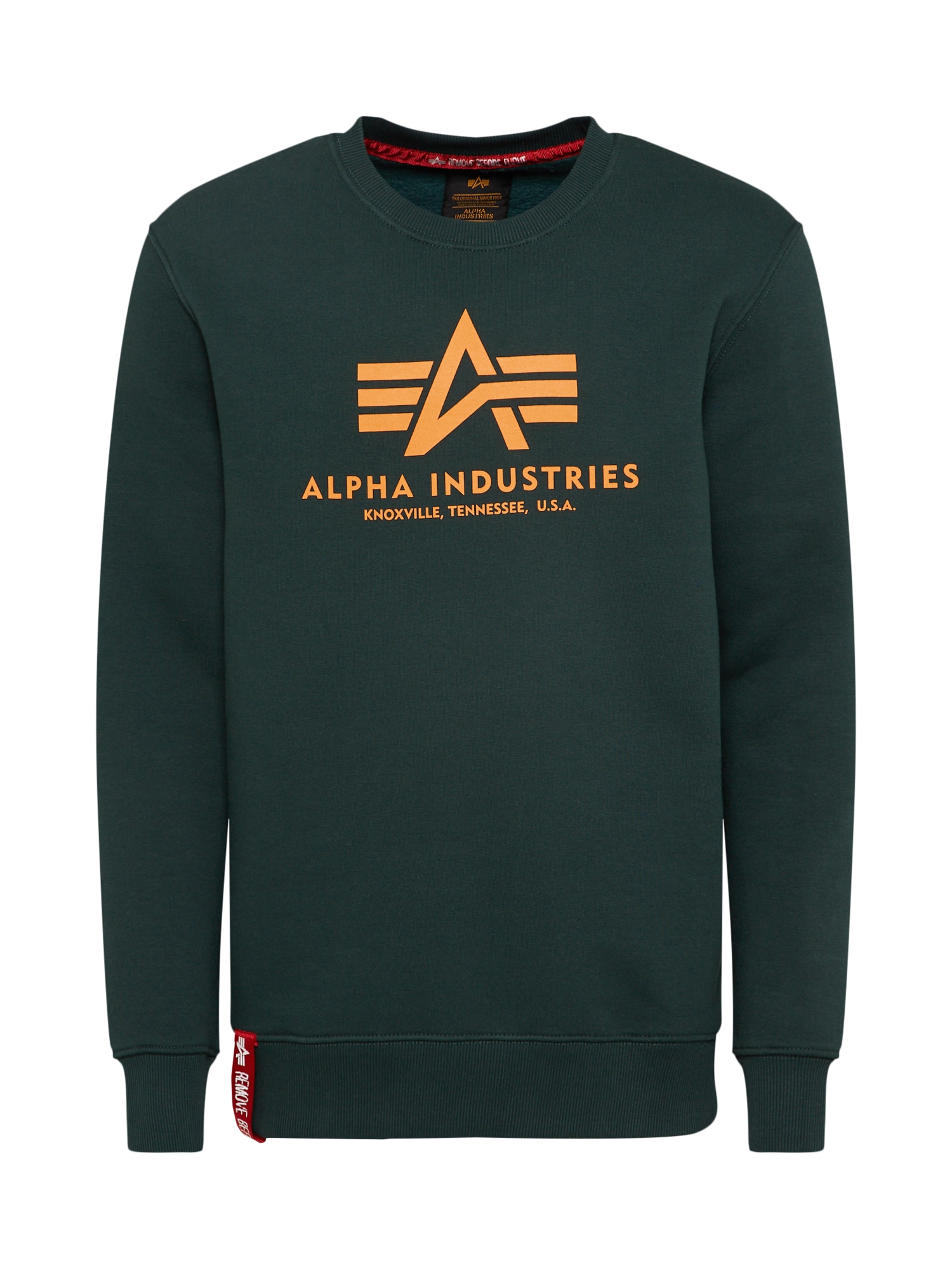ALPHA INDUSTRIES Mikina  jedľová / mandarínková / červená / biela