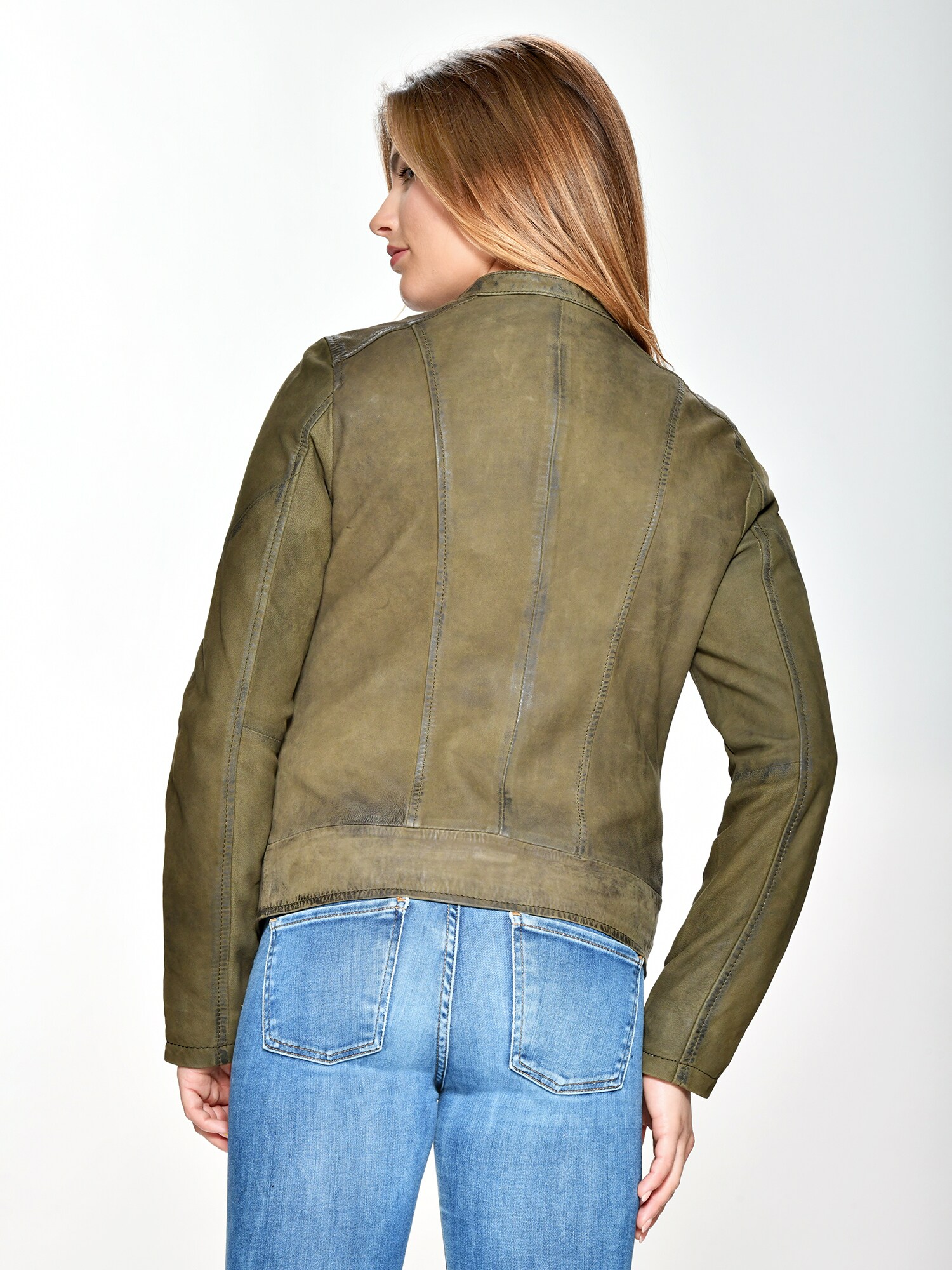 Thumbnail - Maze Lederjacke mit Rundhalskragen  Avoca
