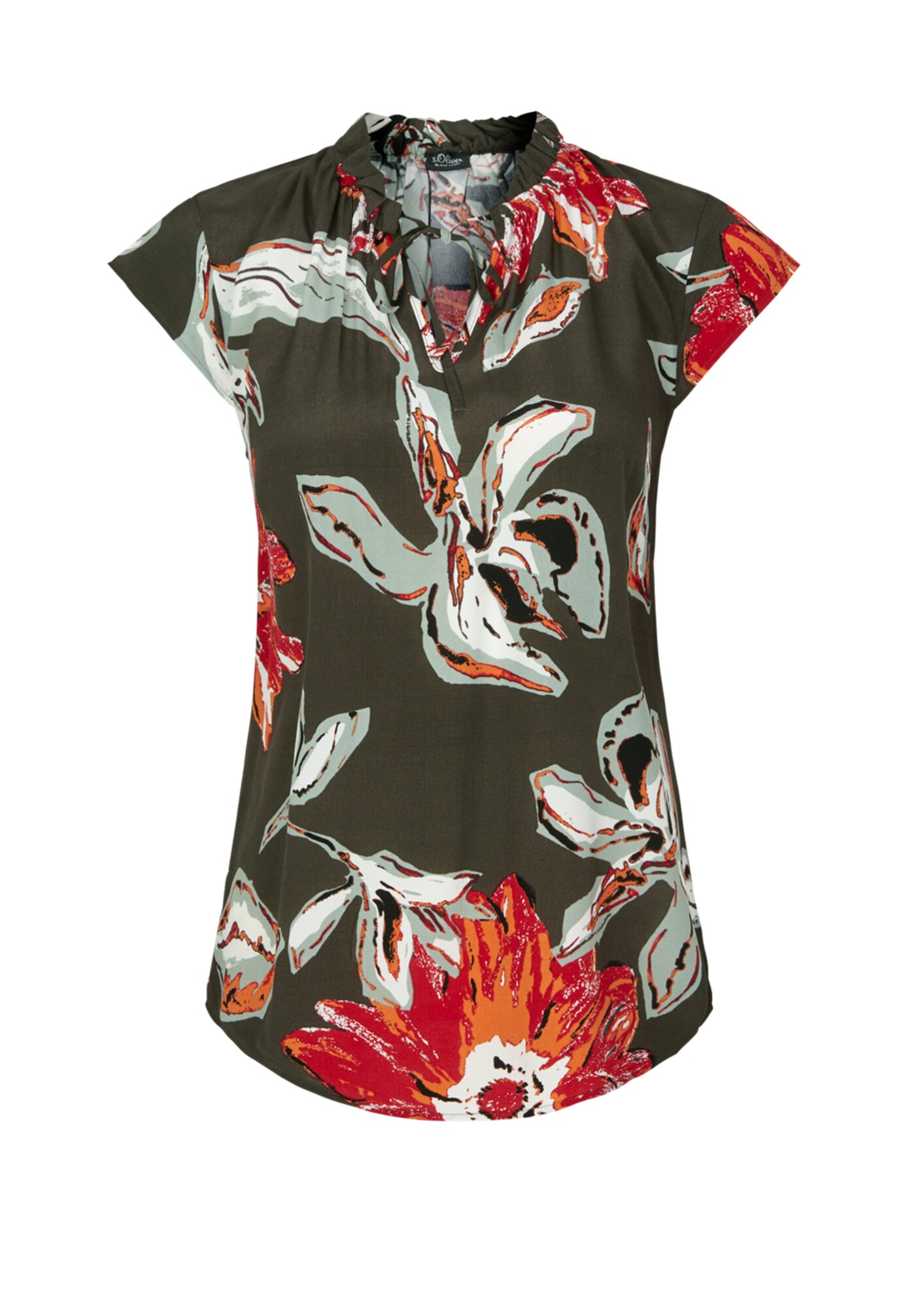 Soliver Black Label Dames Blouse Kaki Gemengde Kleuren soliver black label kopen in de aanbieding