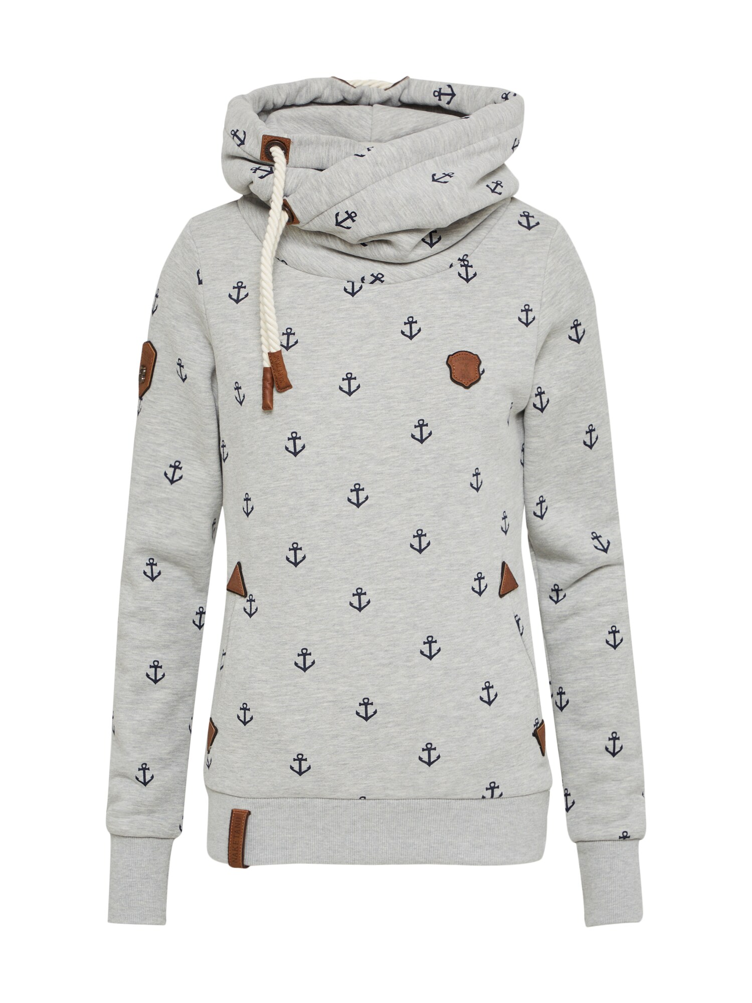 Naketano Dames Sweatshirt Grijs Gemeleerd Zwart naketano kopen in de aanbieding