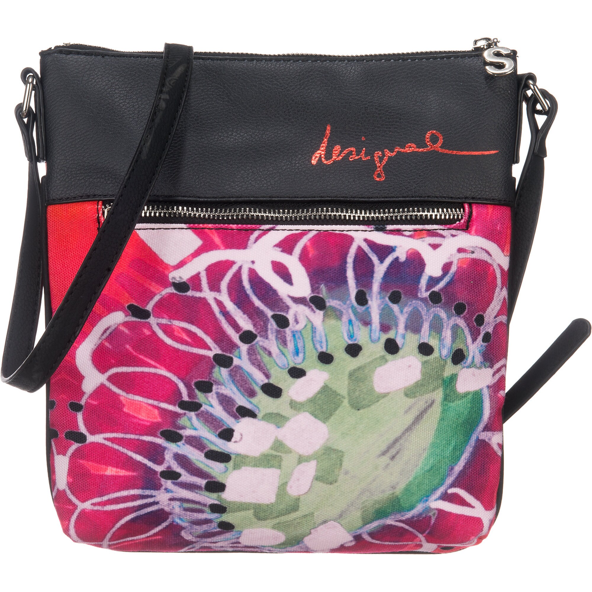 Desigual Umhängetasche Poppy Flower fuchsia / rot / schwarz