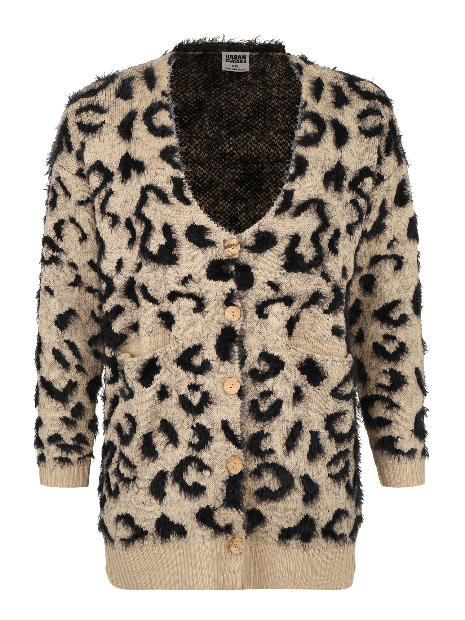 Urban Classics Curvy Kardiganas 'Ladies Leo'  smėlio / juoda