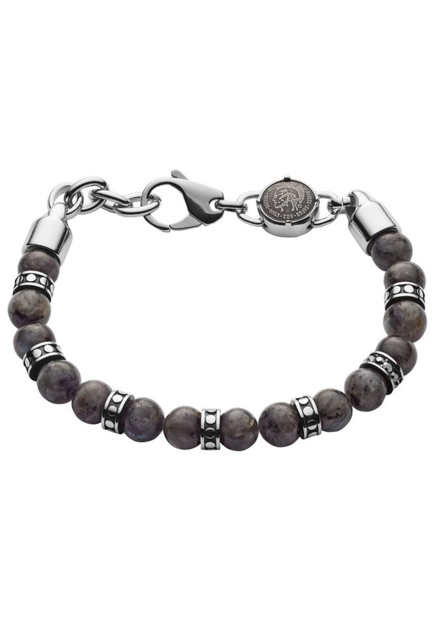 DIESEL Armband ''''Beads'''' dunkelgrau / silber