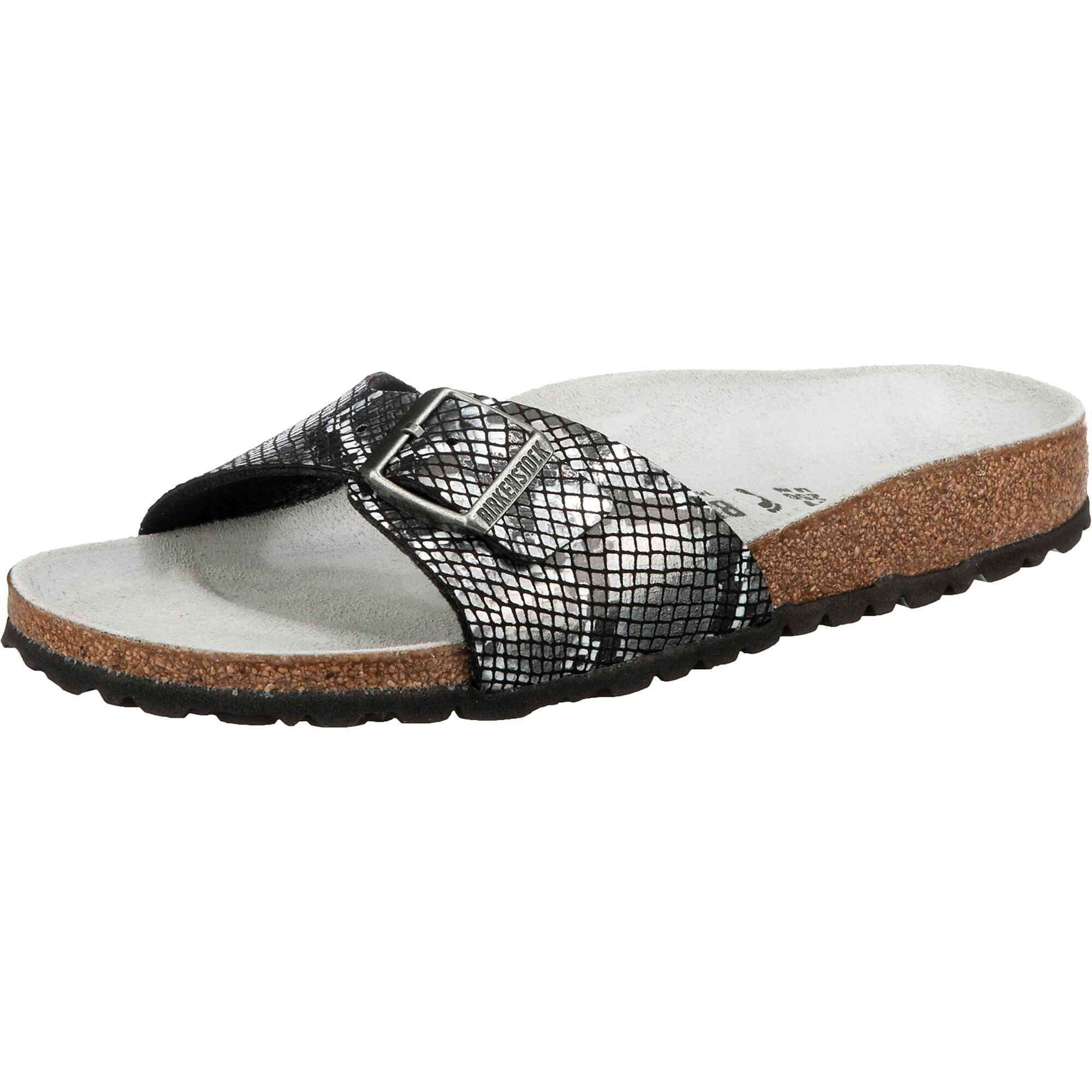 BIRKENSTOCK Šlepetės 'Madrid Python'  sidabrinė / juoda