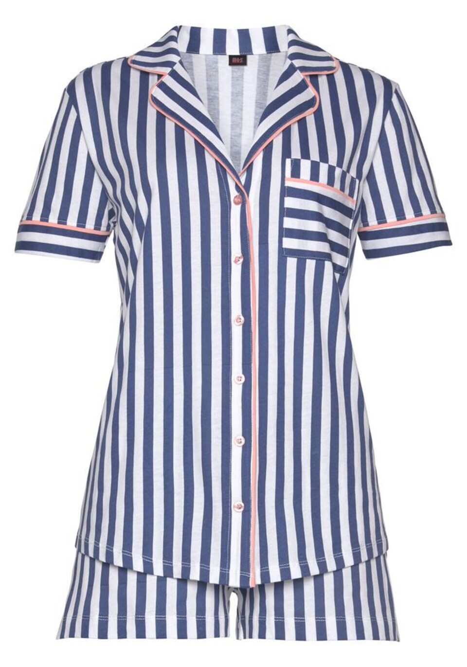 Kort pyjamas marinblå / ljusrosa