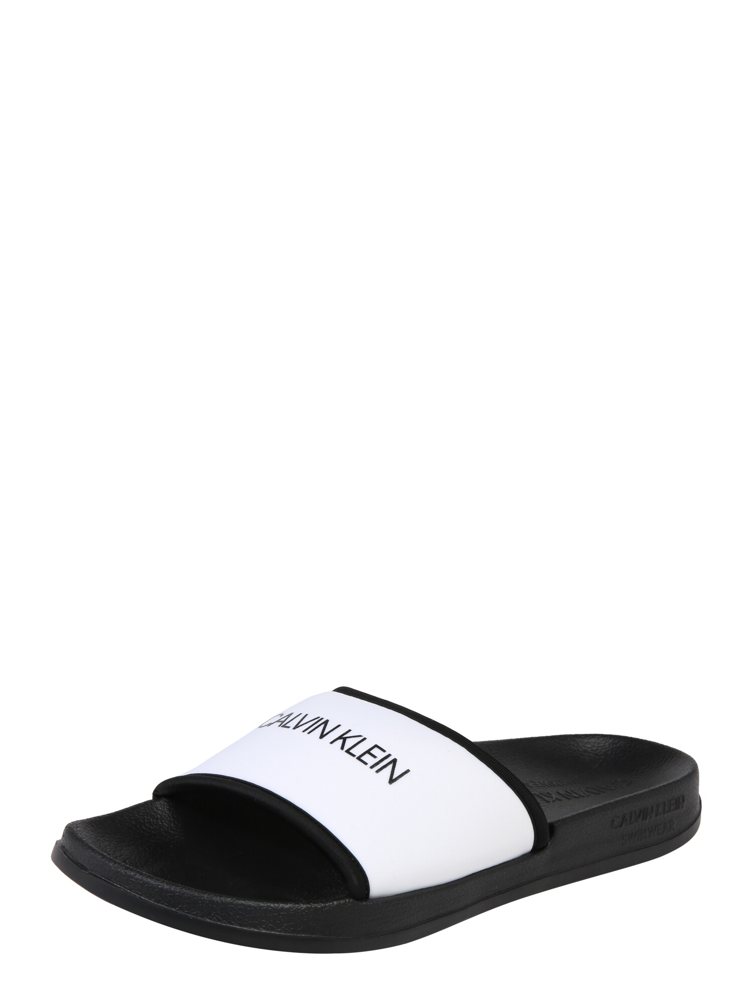 Calvin Klein Dames Muiltjes Slide Zwart Wit calvin klein kopen in de aanbieding