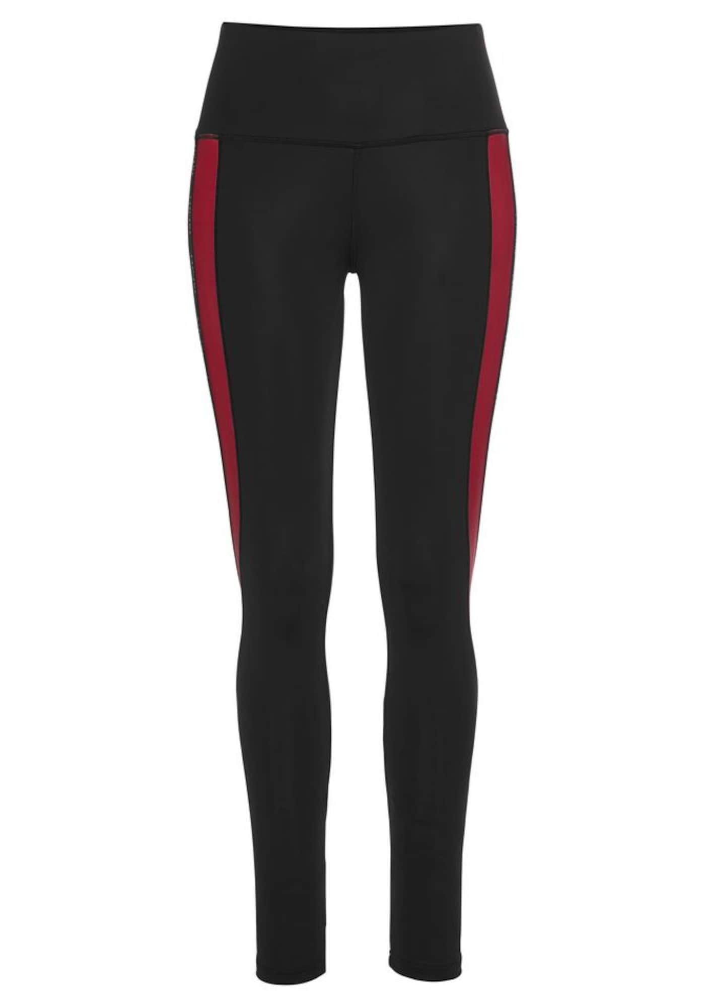 LASCANA ACTIVE Sportinės kelnės juoda / raudona