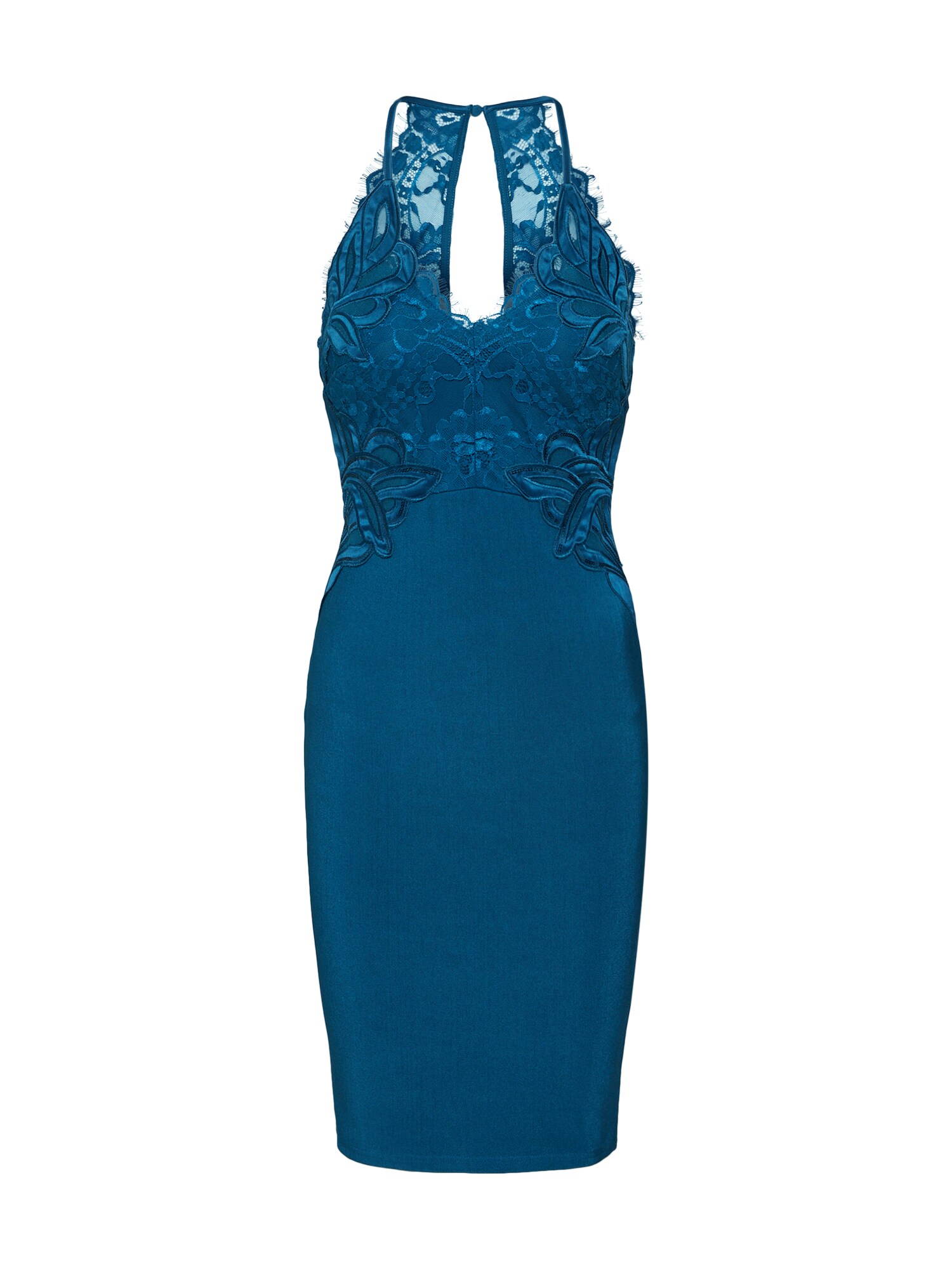 Lipsy Kokteilinė suknelė 'TEAL APPLIQUE HIGH NECK BODYCON'  benzino spalva