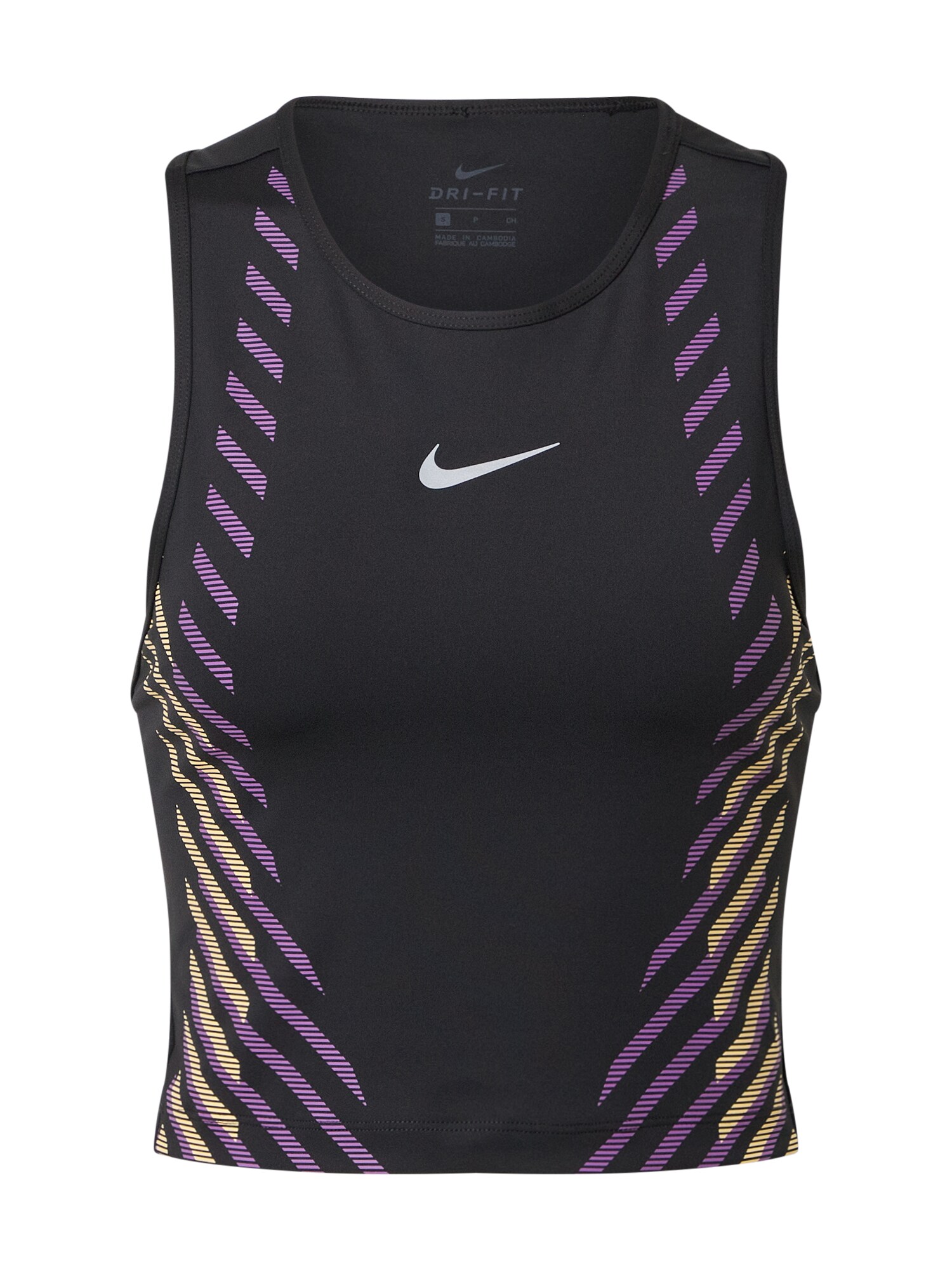 NIKE Sportiniai marškinėliai be rankovių 'Runway'  geltona / juoda / tamsiai violetinė